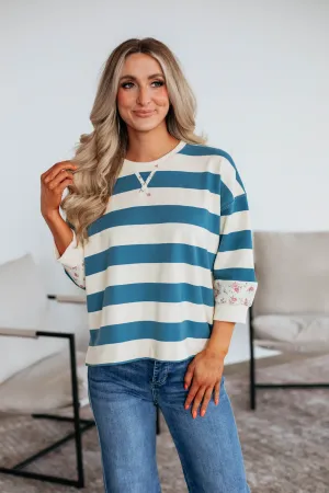 Allegro Striped Top - Steel Blue Mix