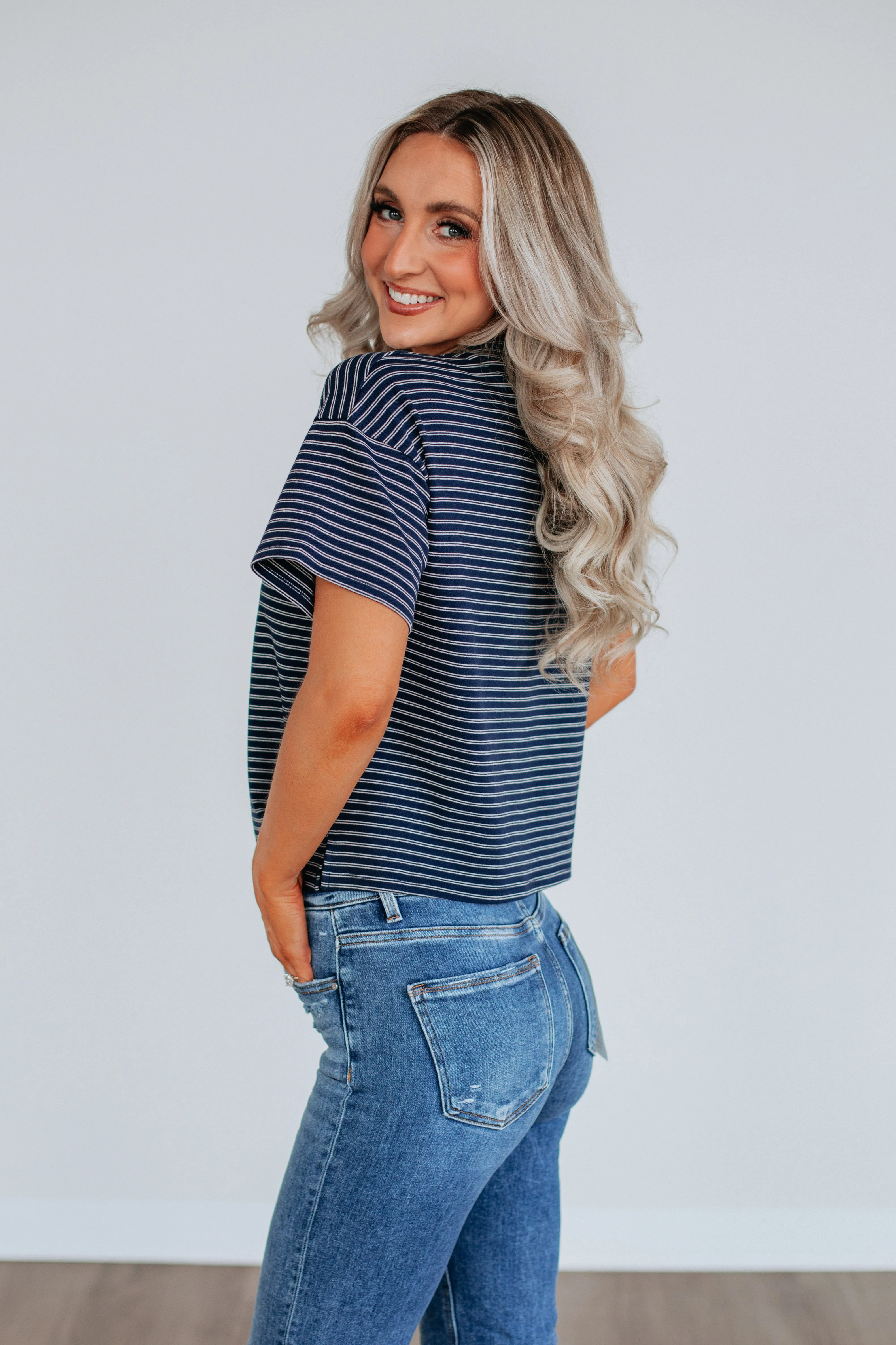 Allie Striped Top - Navy Mix