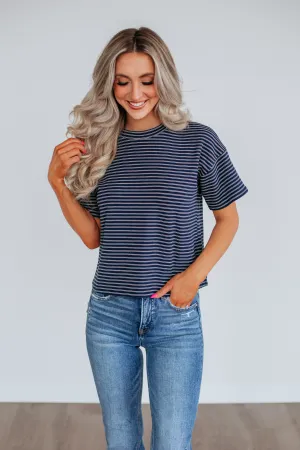 Allie Striped Top - Navy Mix