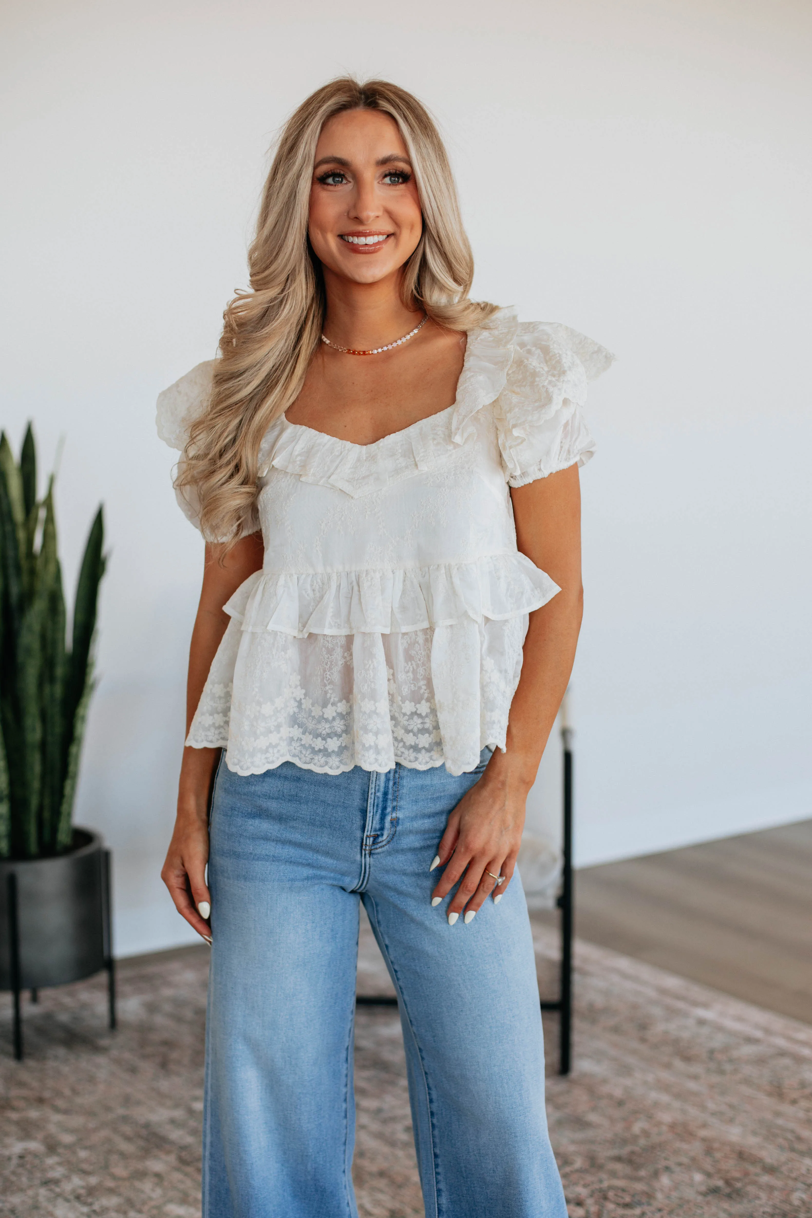 Ambrosia Babydoll Top - Ecru