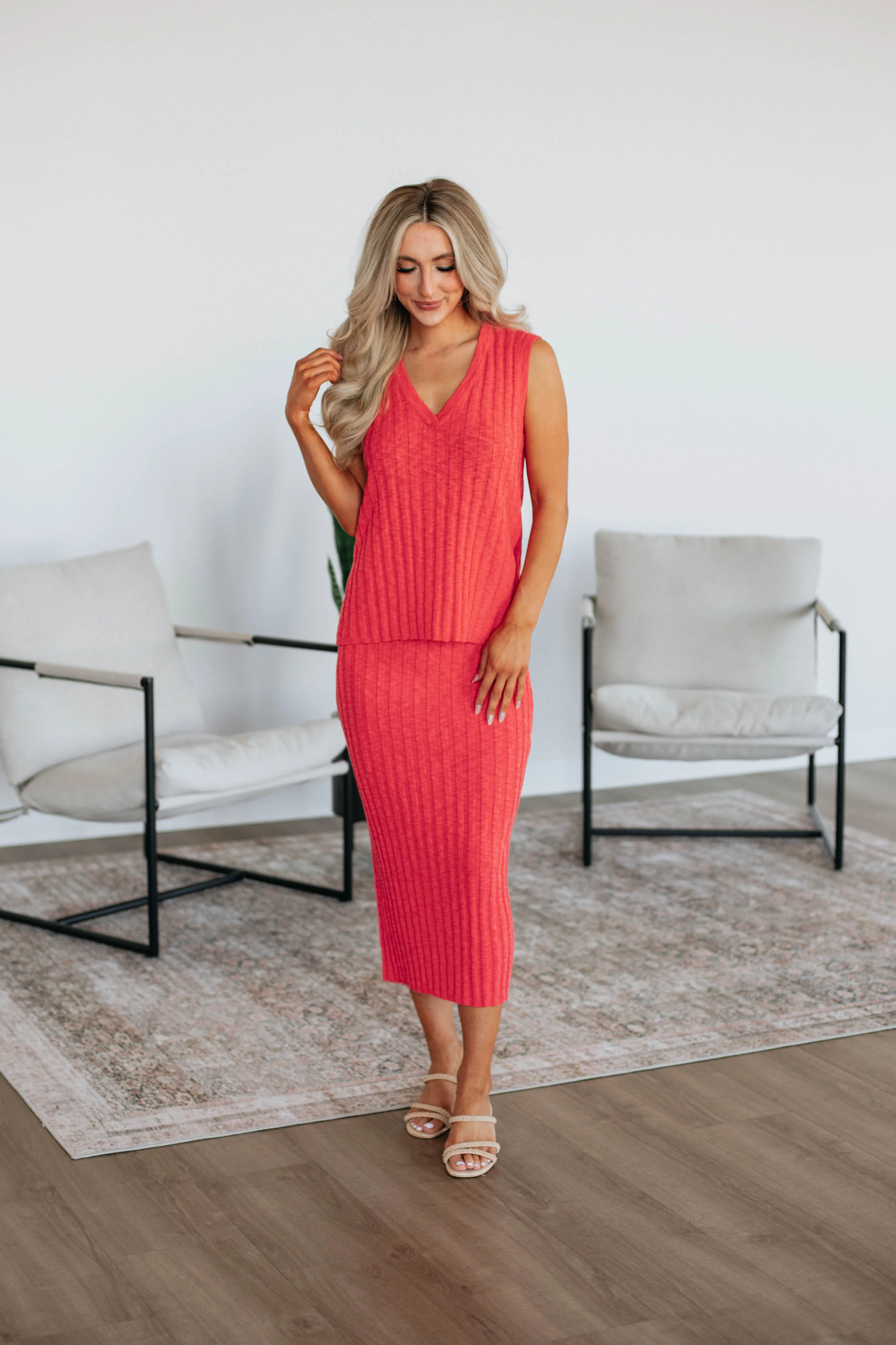 Andri Knit Top - Deep Coral