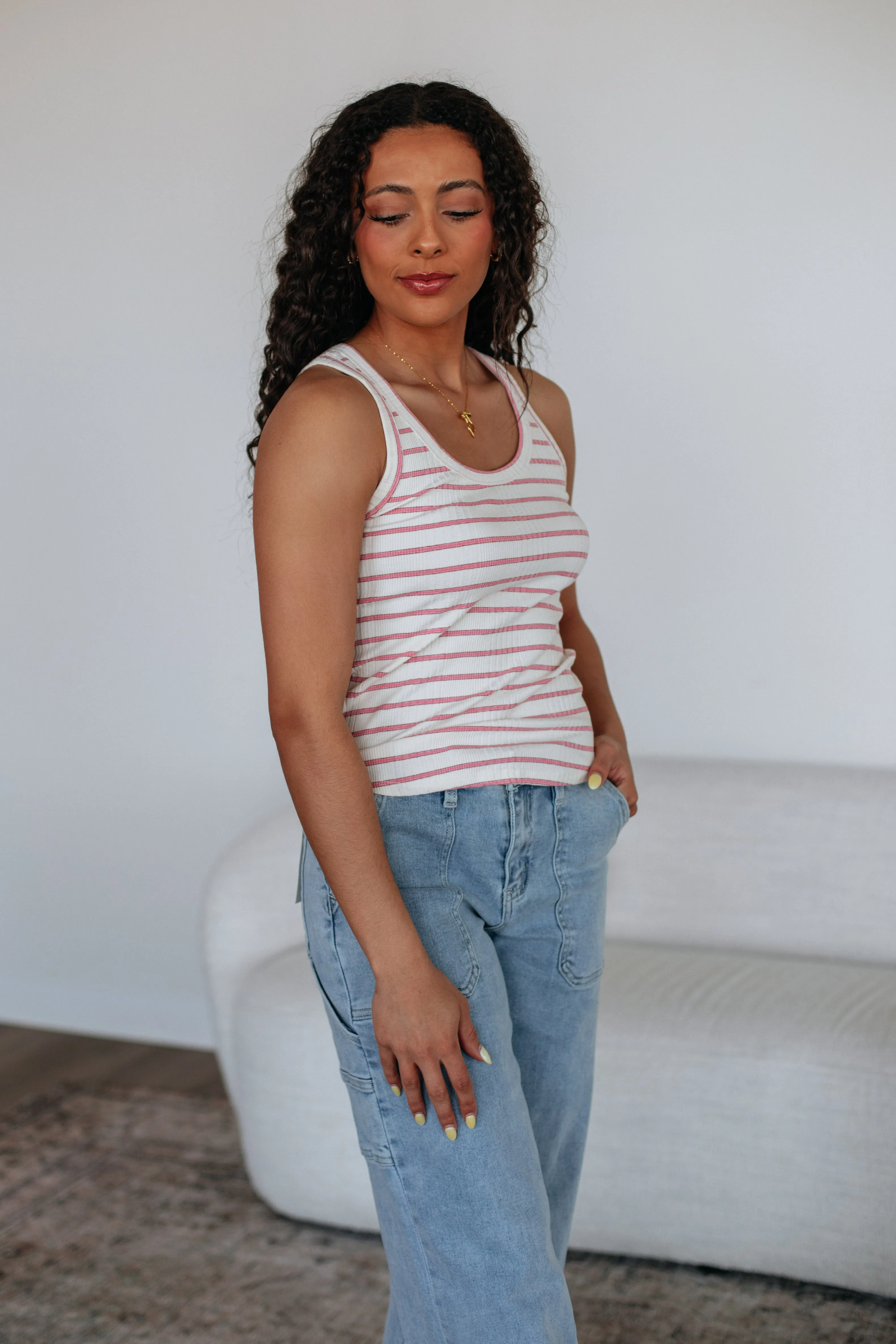 Ansley Striped Tank - Blush Mix