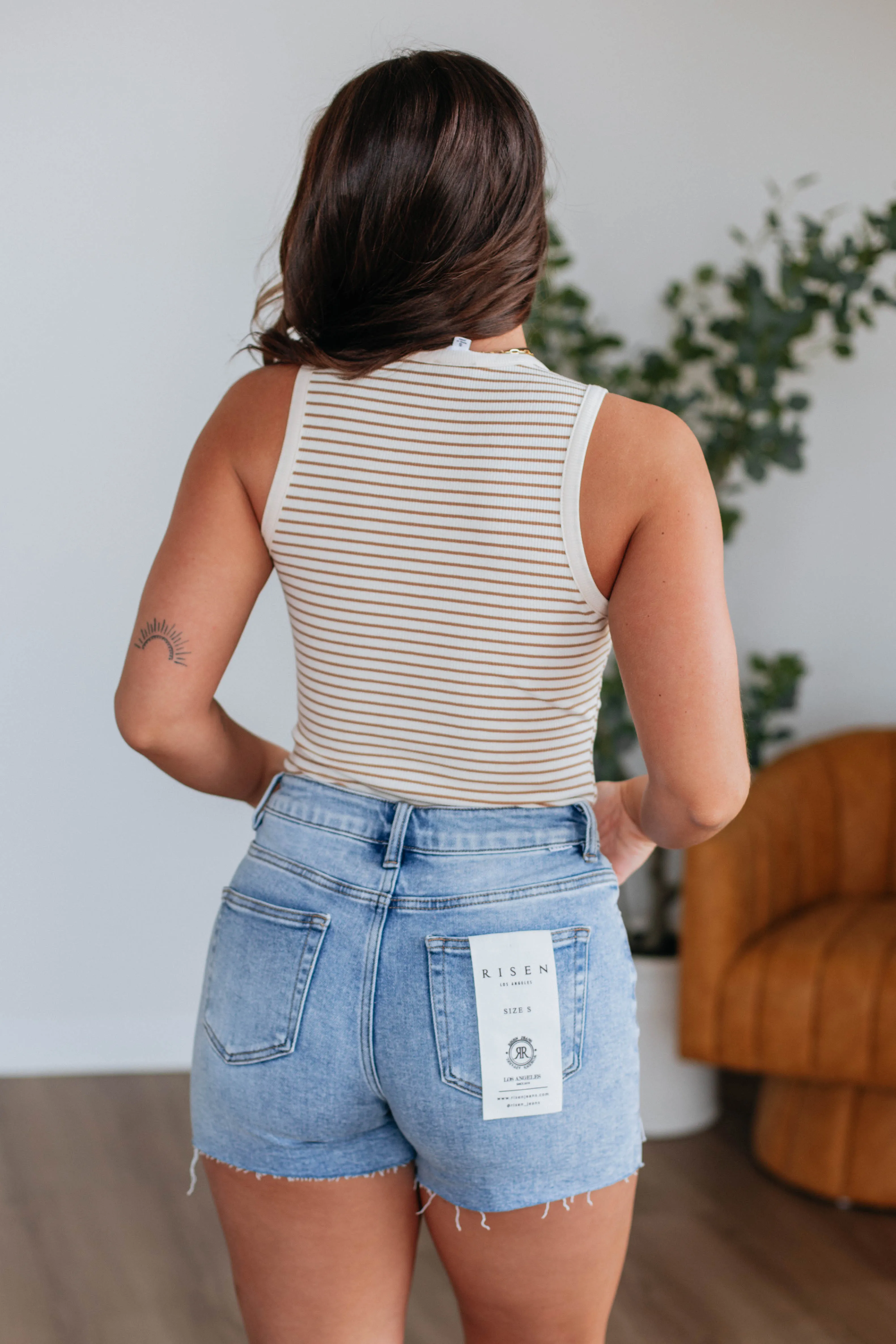 April Striped Bodysuit - Tan Mix
