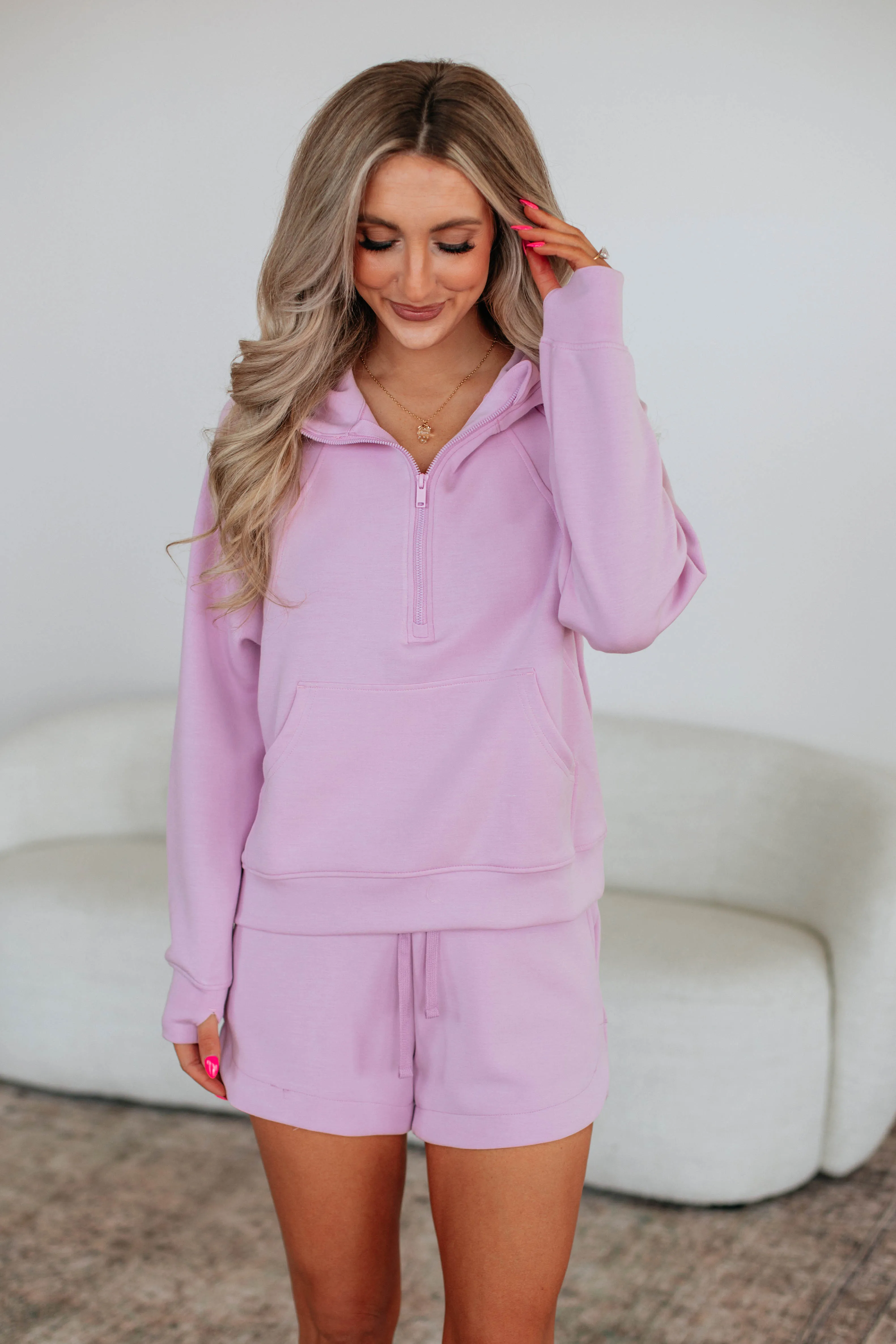 Aubrie Half-Zip Pullover - Lilac