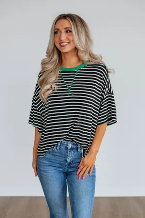 Cale Striped Top - Black Mix