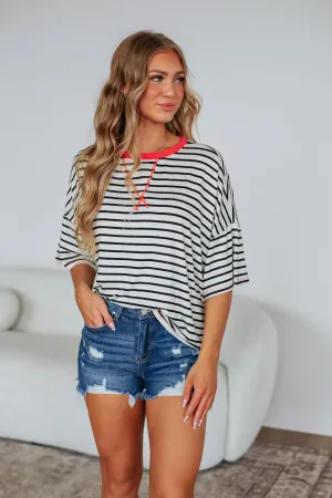 Cale Striped Top - Ivory Mix