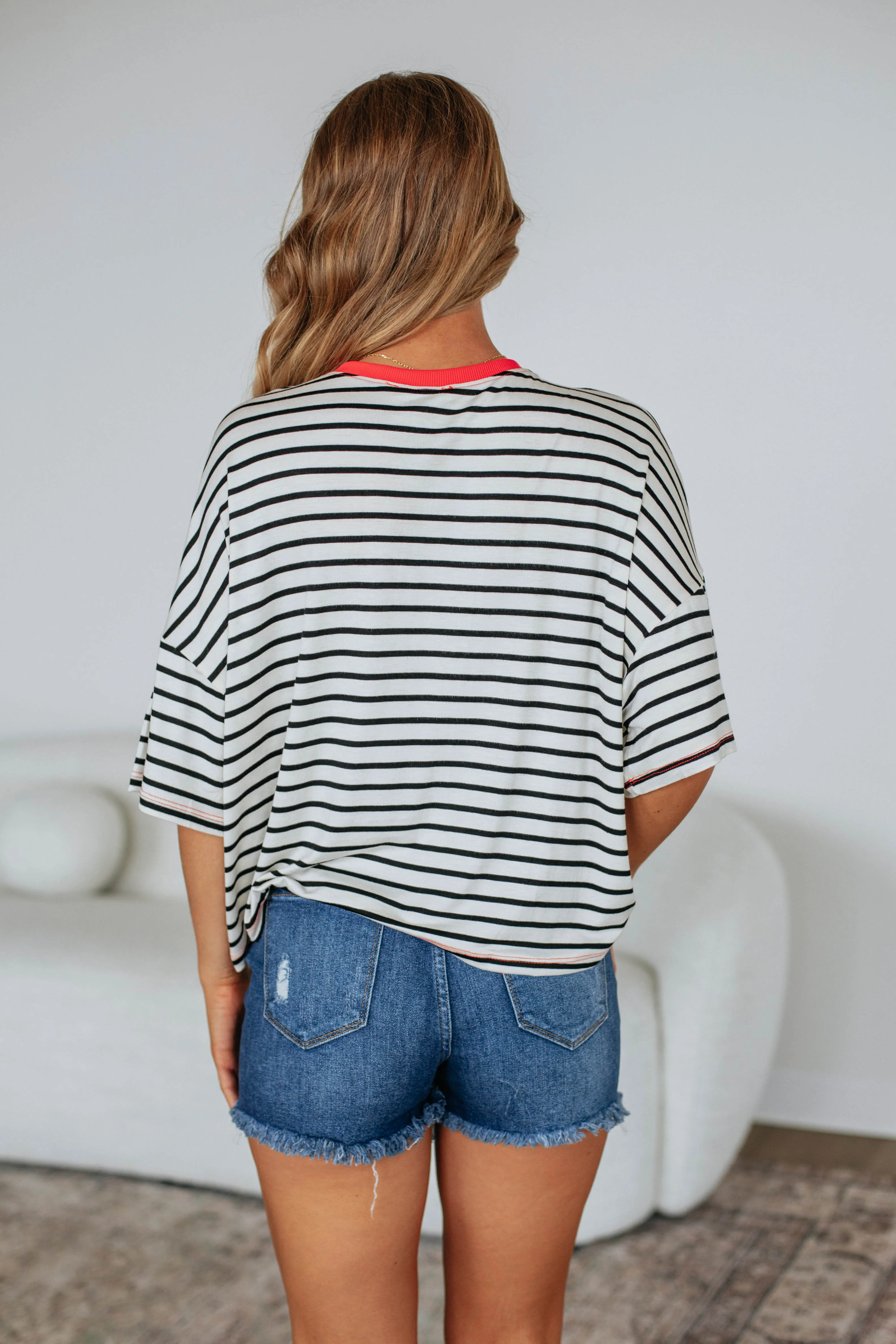 Cale Striped Top - Ivory Mix
