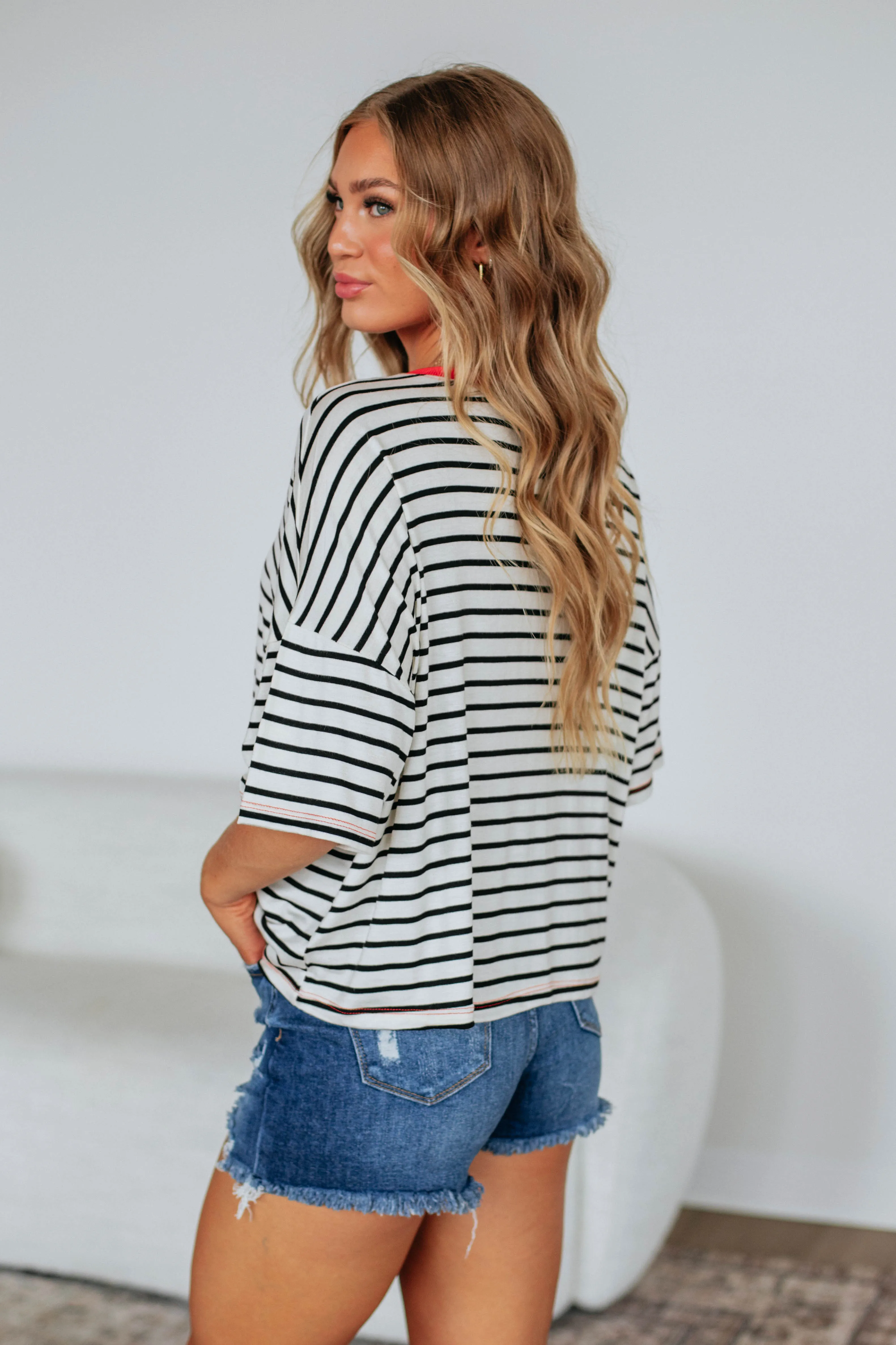 Cale Striped Top - Ivory Mix