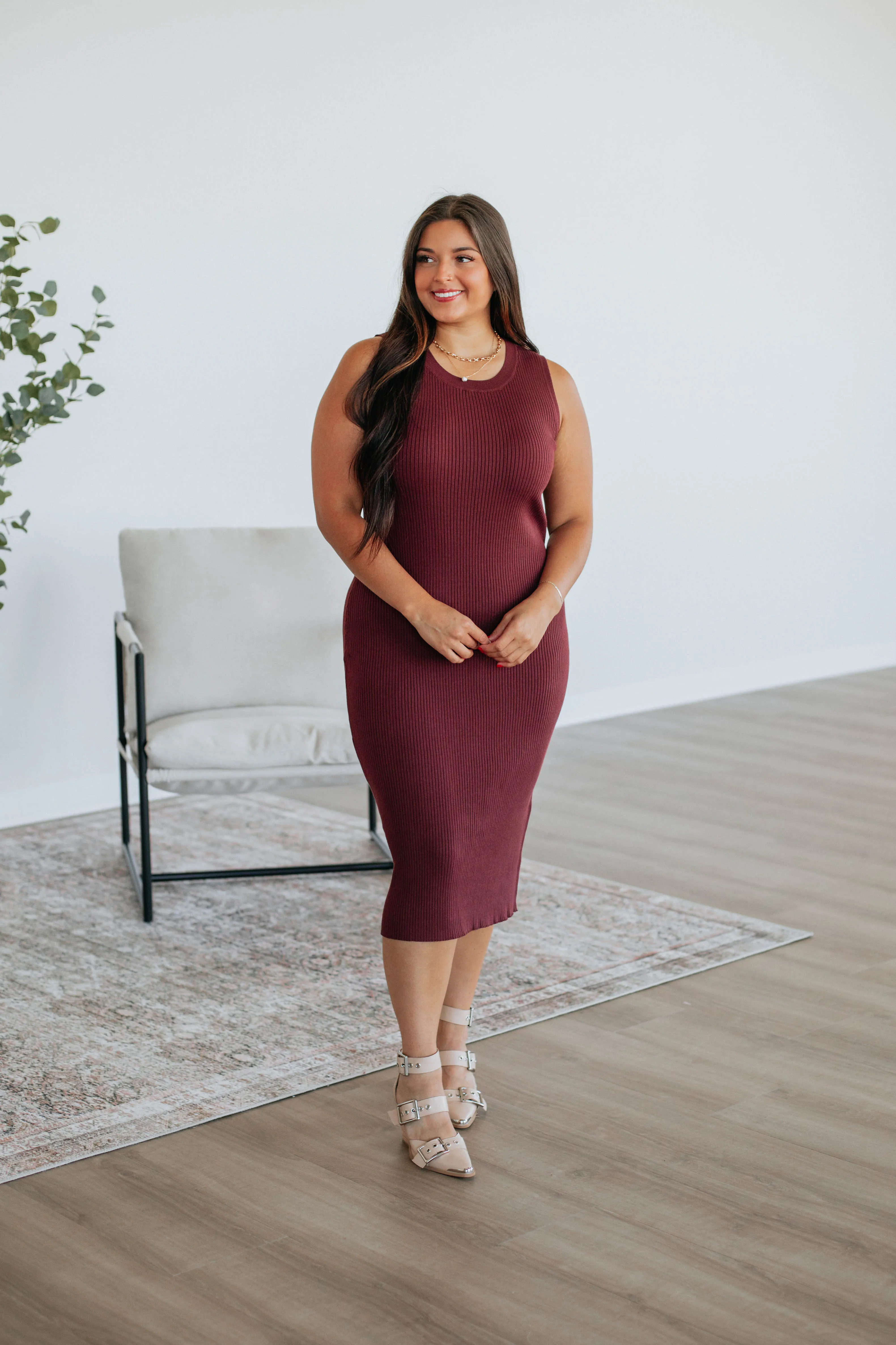Carina Midi Dress - Merlot