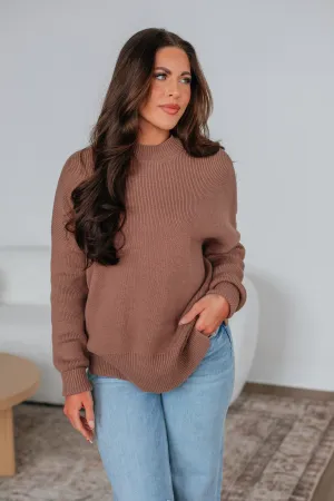 Chelsea Mock Neck Sweater - Mocha