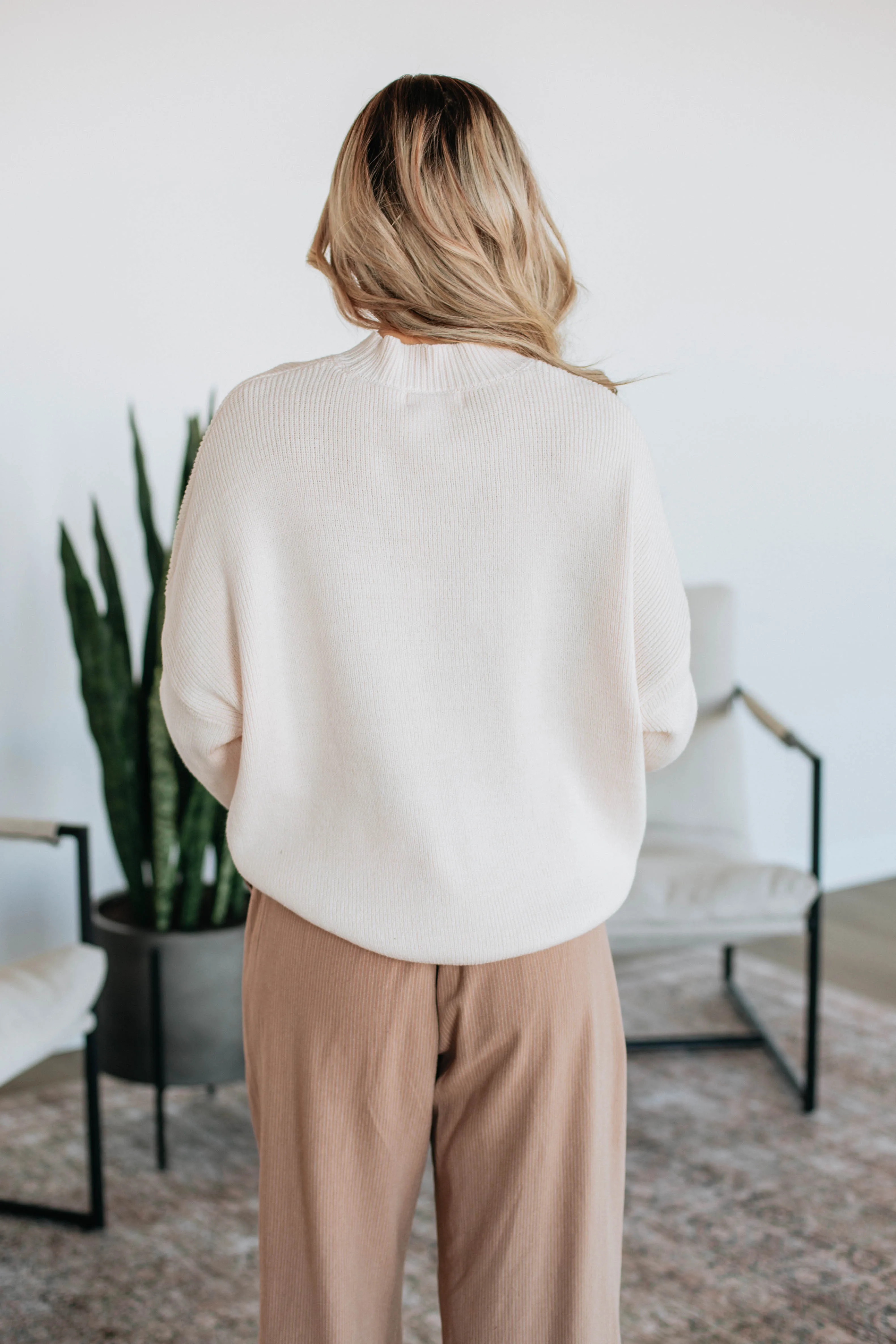 Chelsea Mock Neck Sweater - Natural