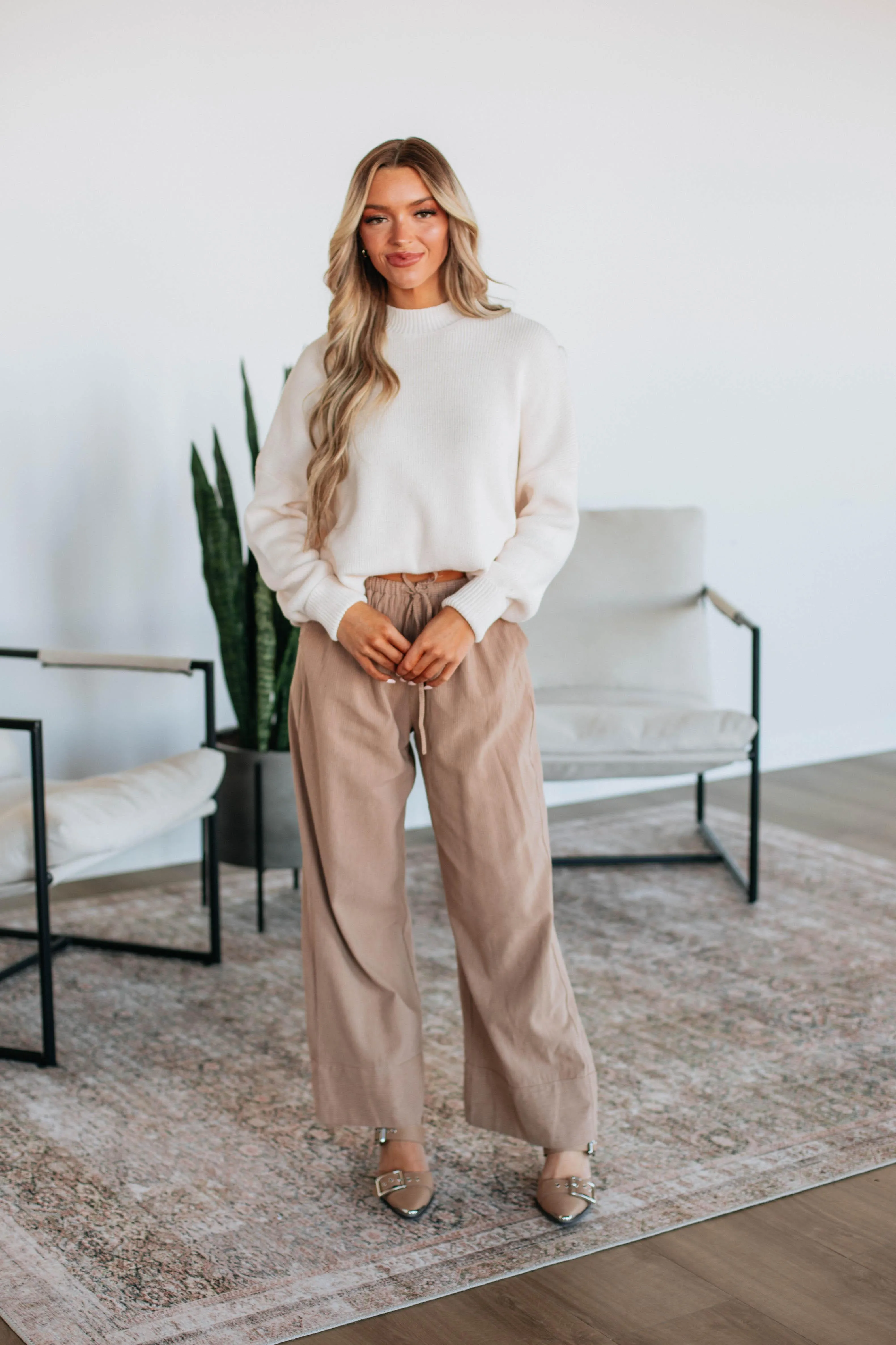 Chelsea Mock Neck Sweater - Natural