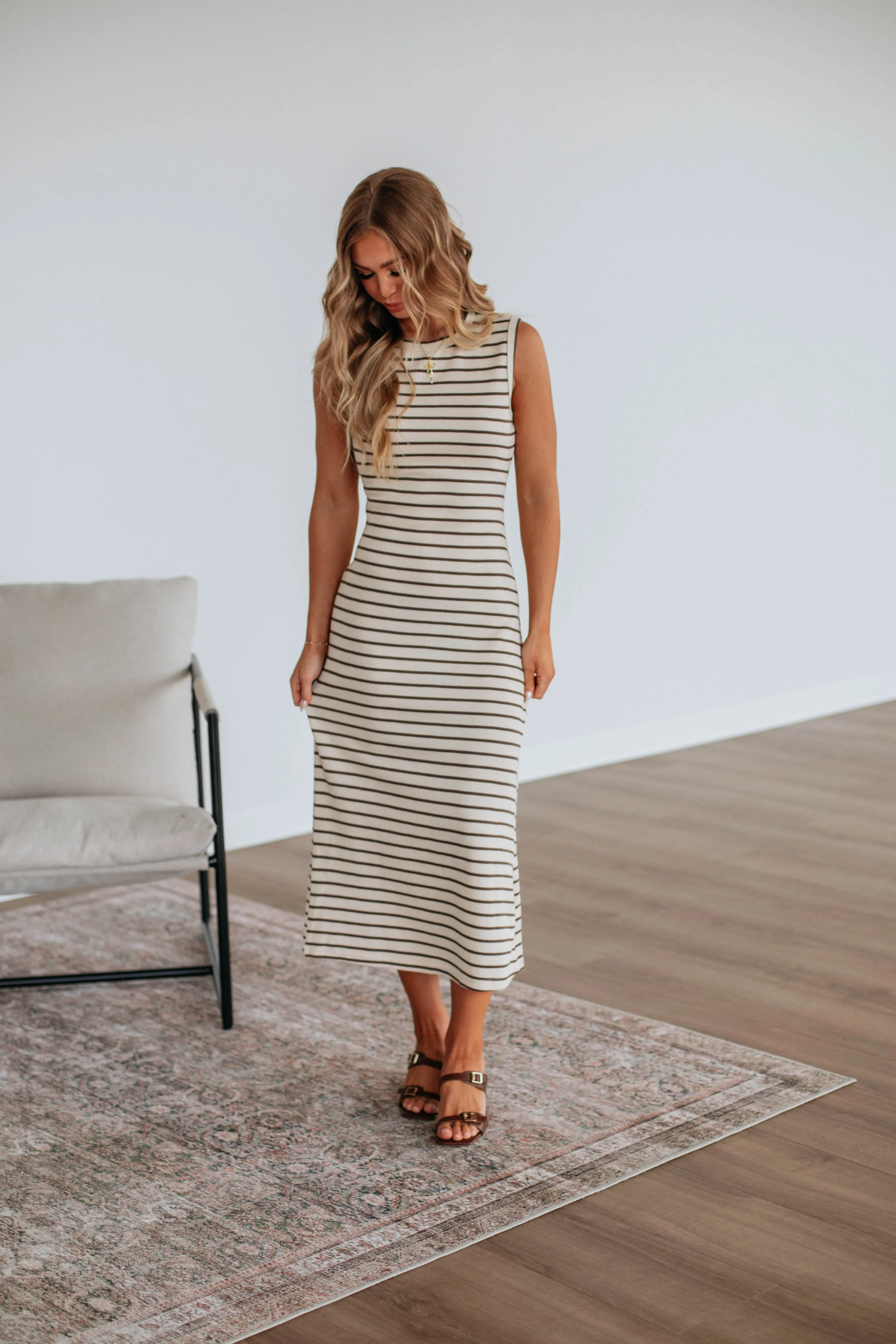 Claudelle Striped Dress - Mocha Mix