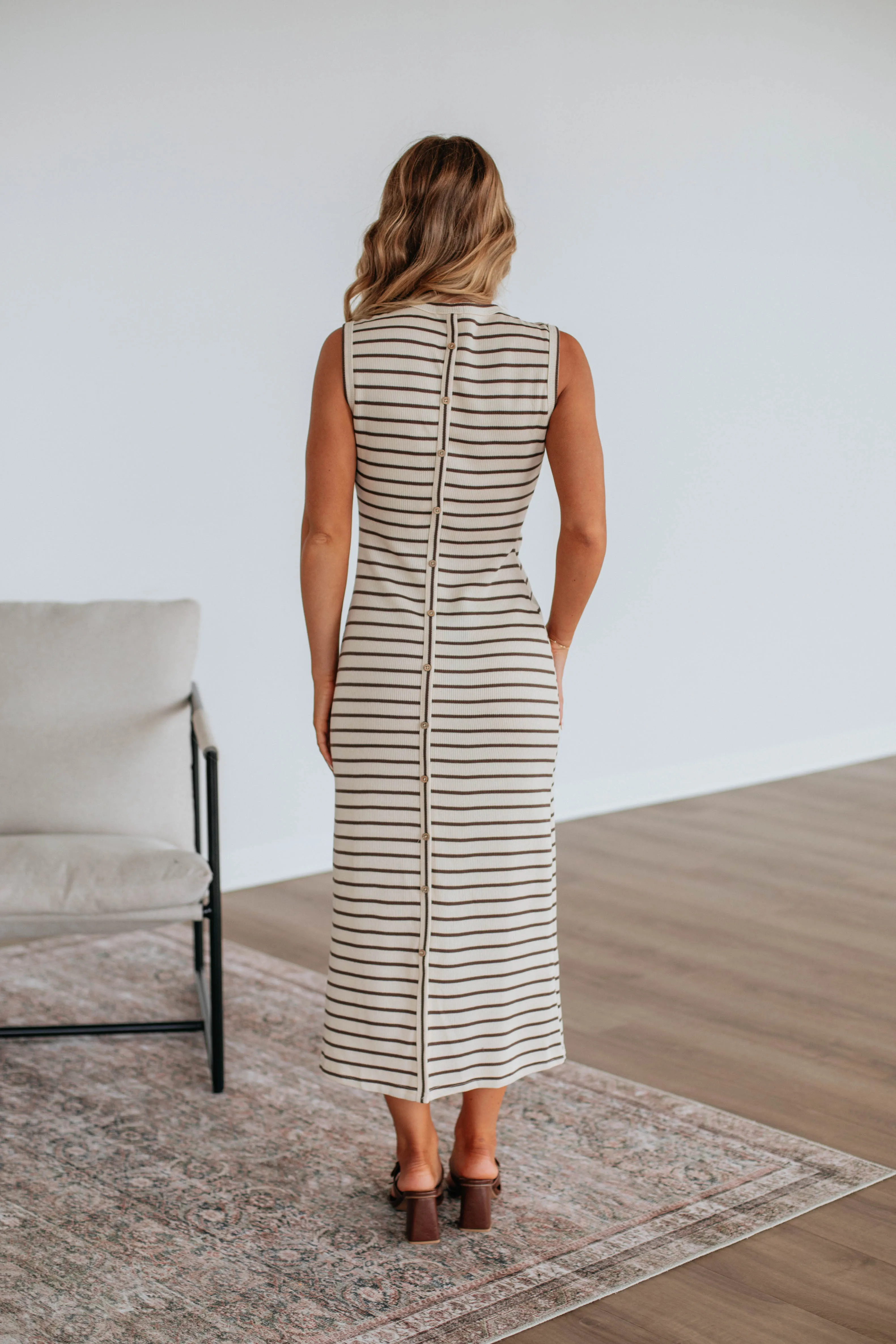 Claudelle Striped Dress - Mocha Mix