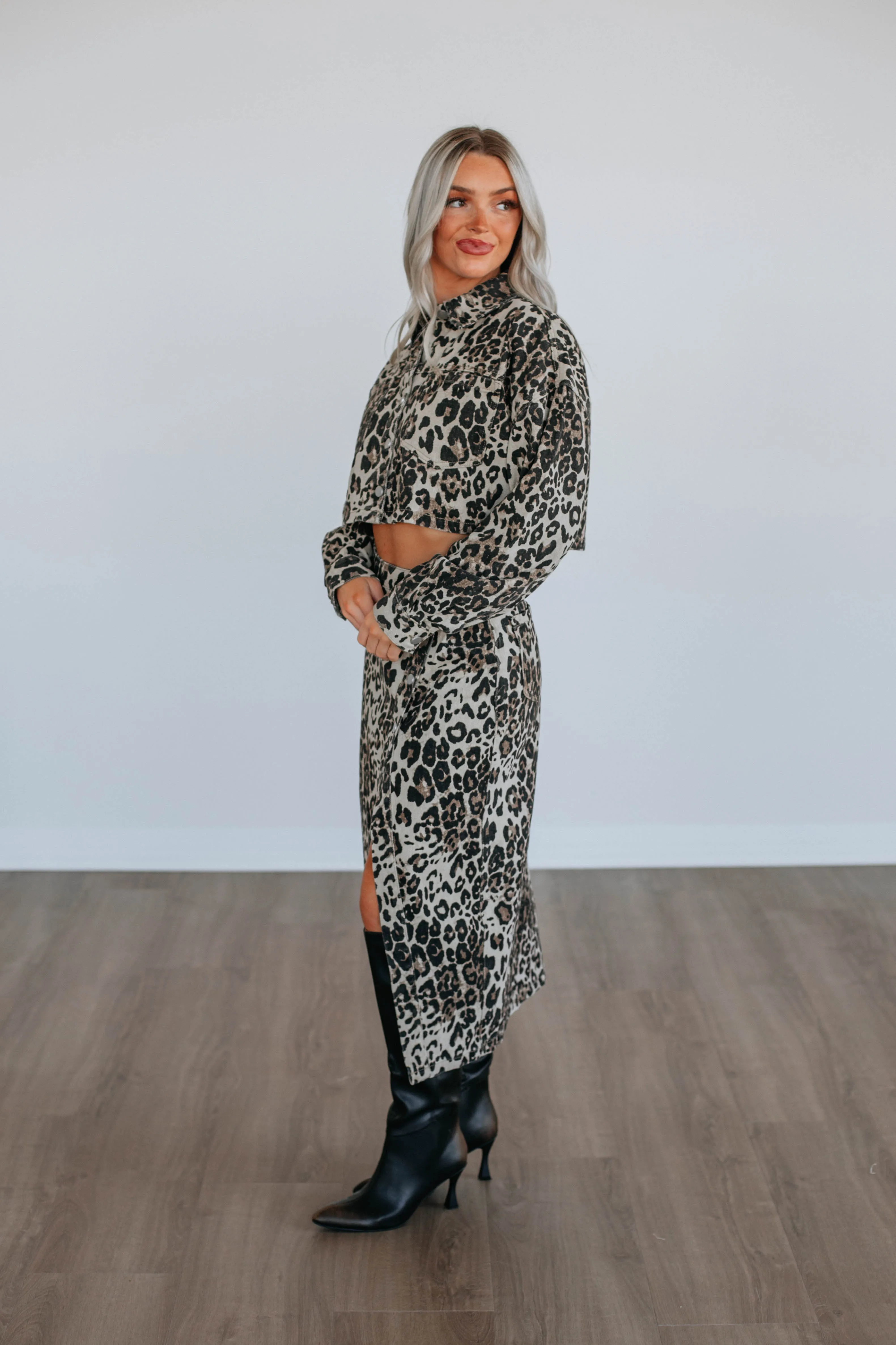Crosby Denim Set - Leopard