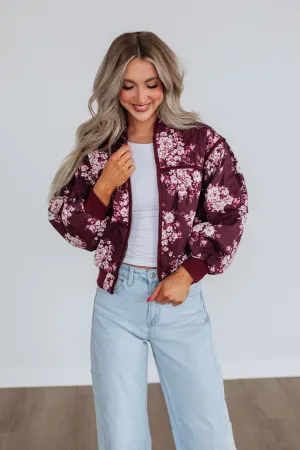 Dasha Quilted Bomber Jacket - Wine