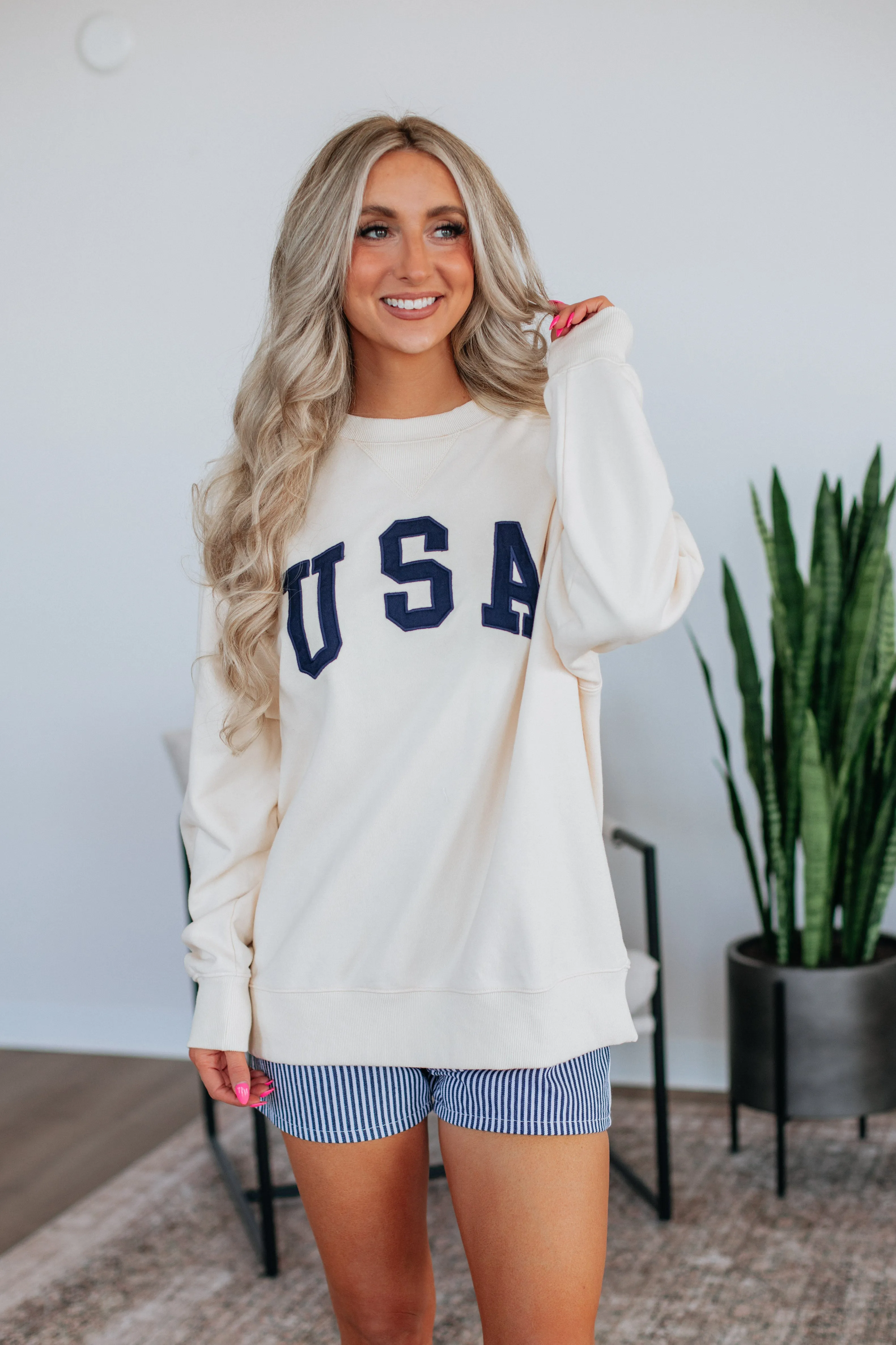 Dempsey Striped Denim Shorts - Navy Mix