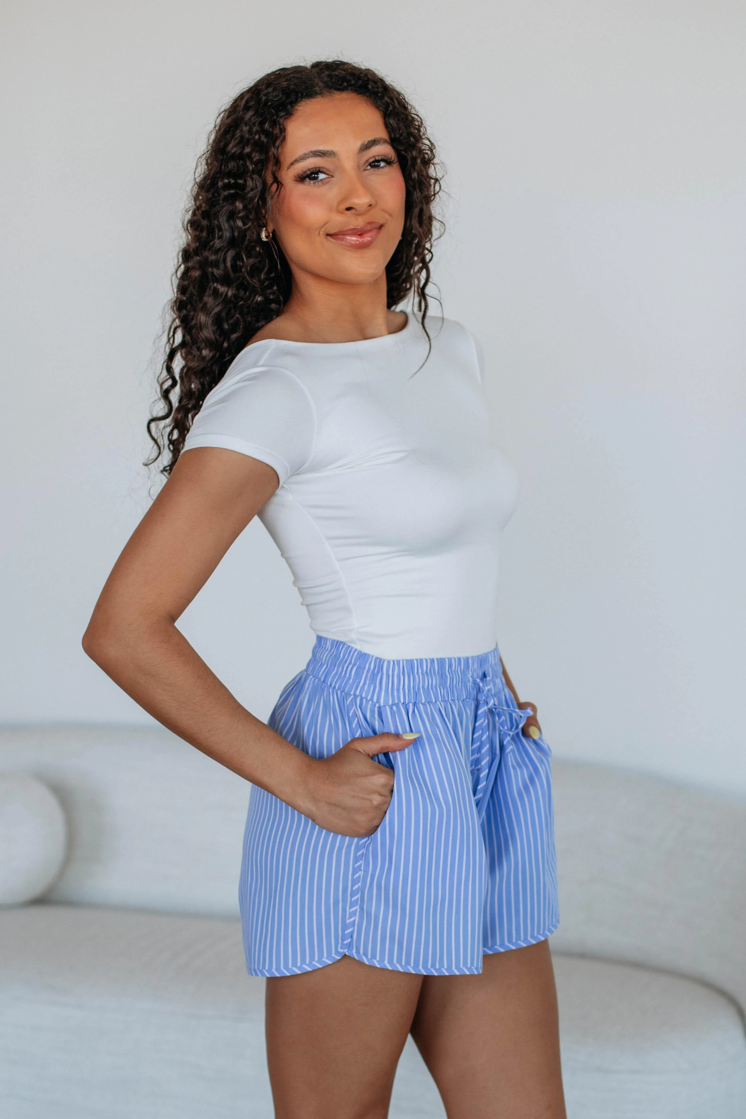 Denver Striped Shorts - Sky Blue Mix