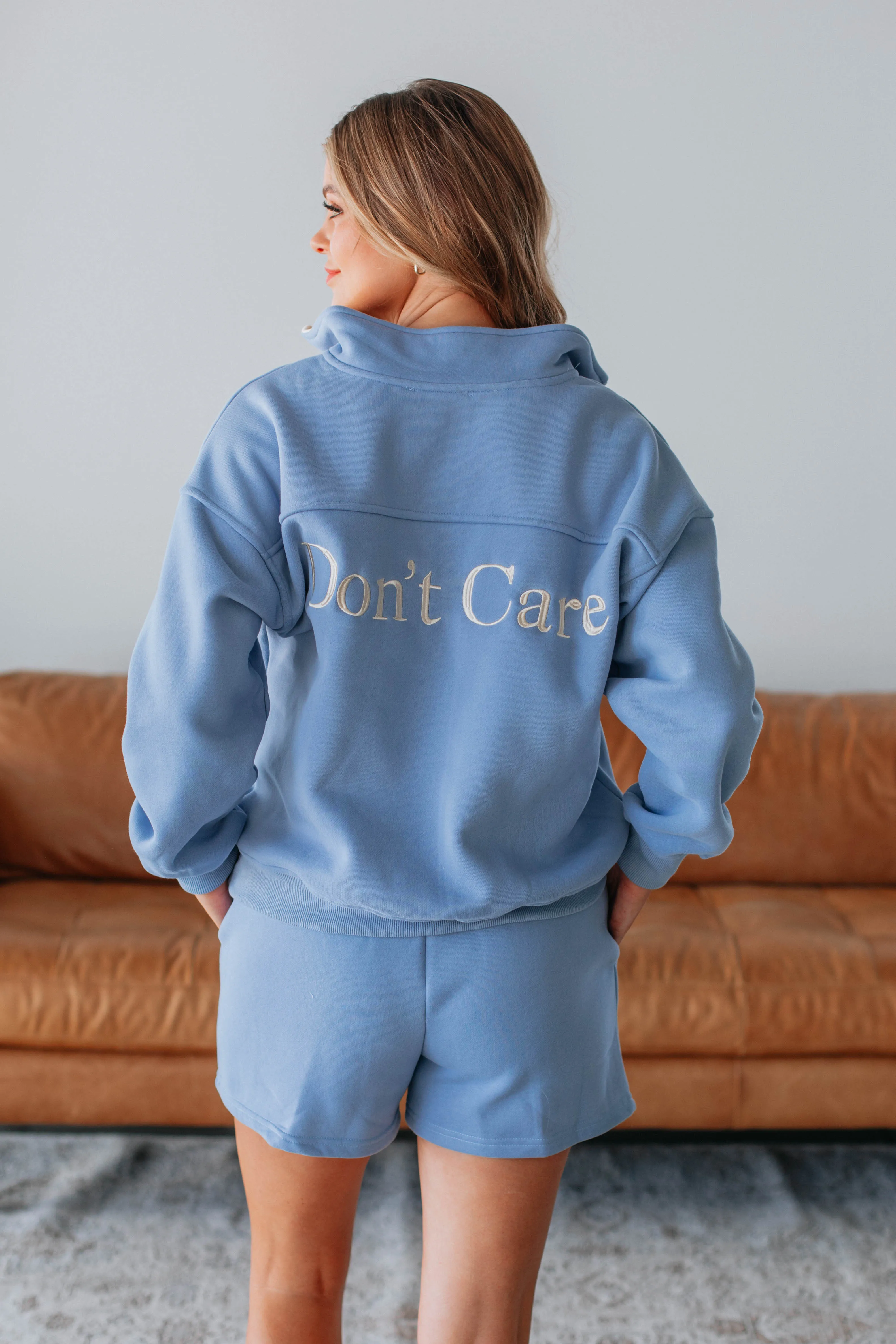 Don't Know Don't Care Lounge Shorts - Powder Blue