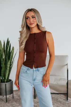 Eira Ribbed Top - Chocolate