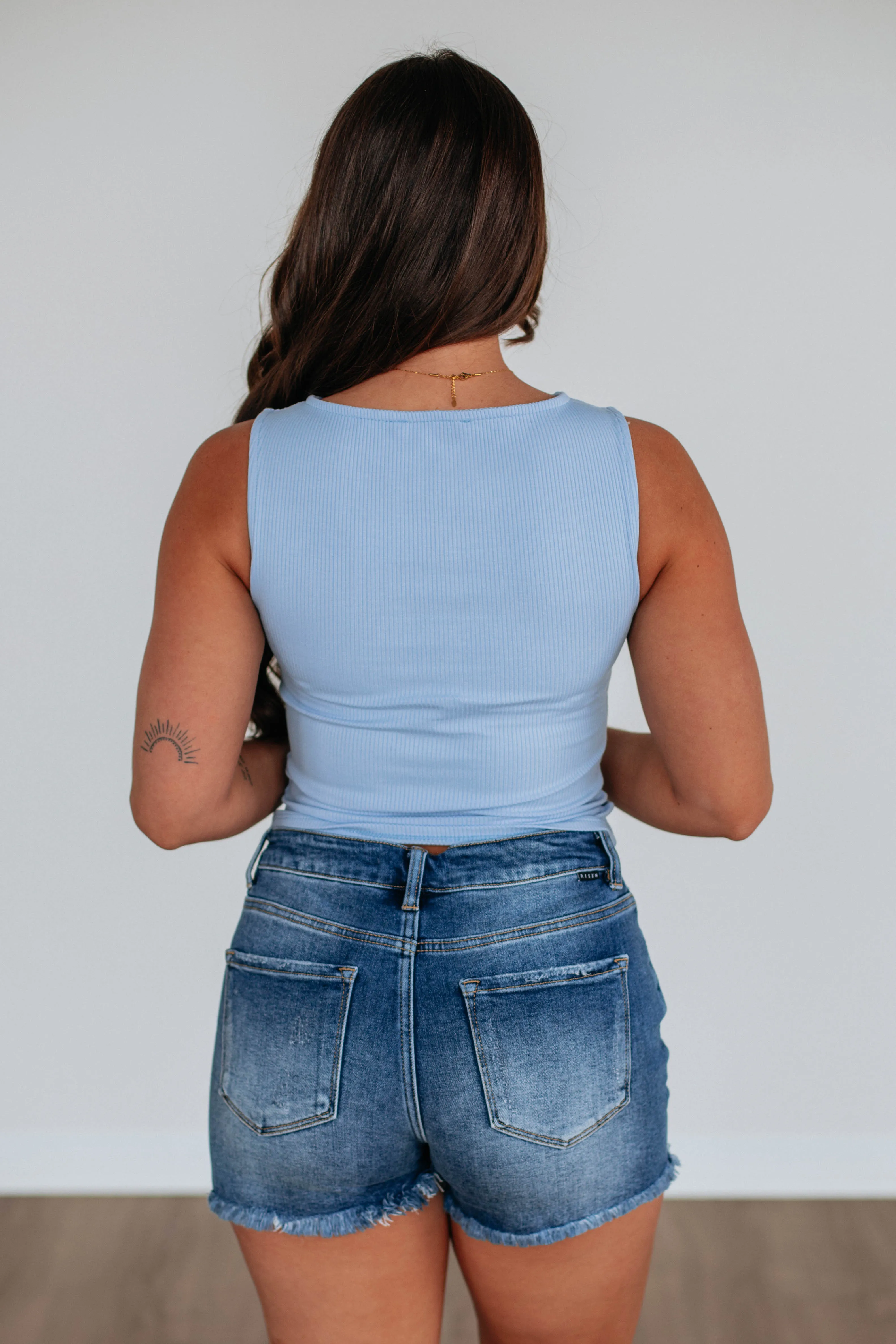 Eira Ribbed Top - Powder Blue