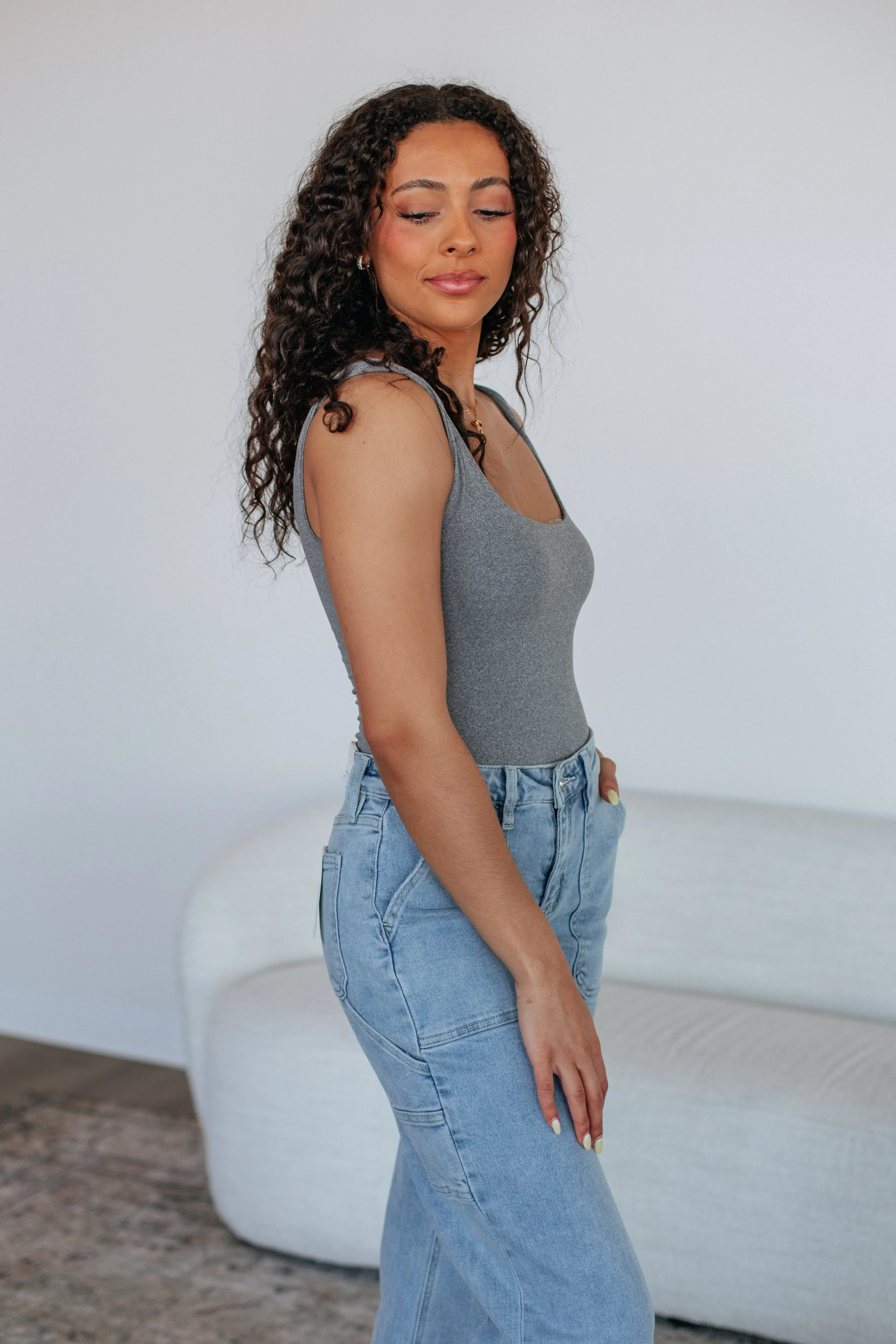 Elena Basic Bodysuit - Heather Grey