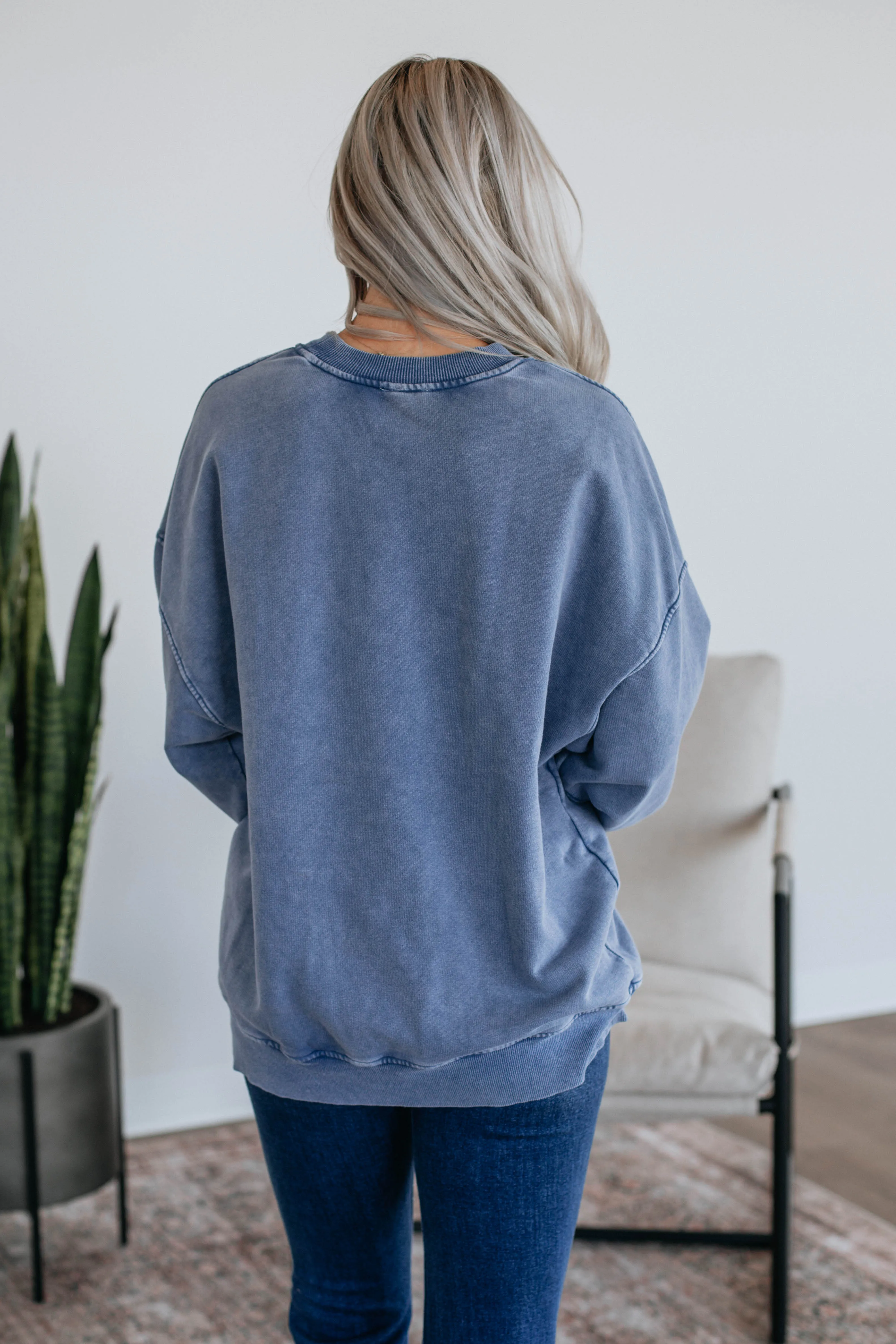 Game Day Oversized Crewneck - Steel Blue