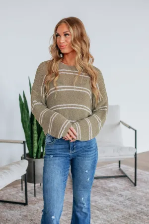 Geralyn Striped Sweater - Light Olive Mix