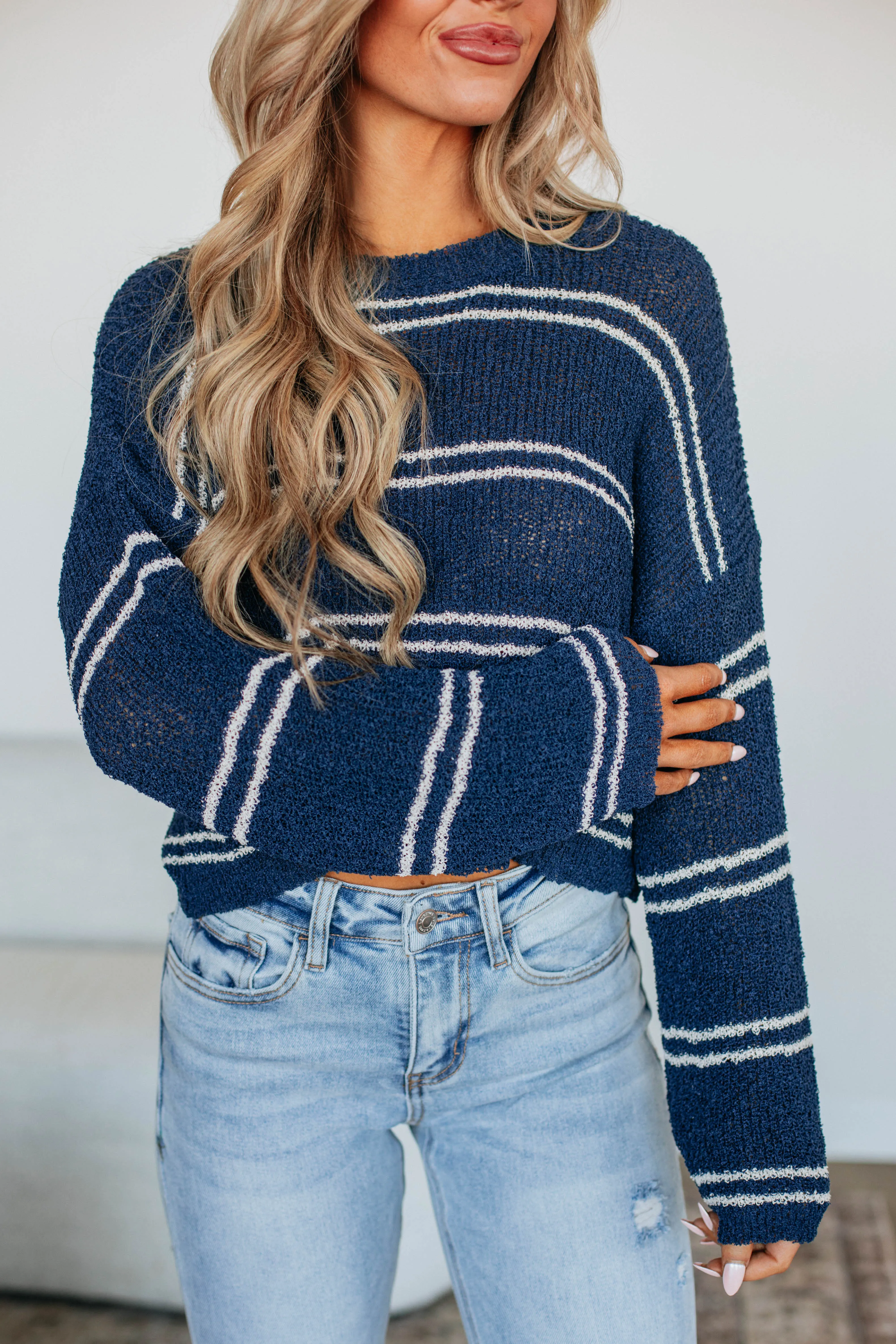 Geralyn Striped Sweater - Navy Mix