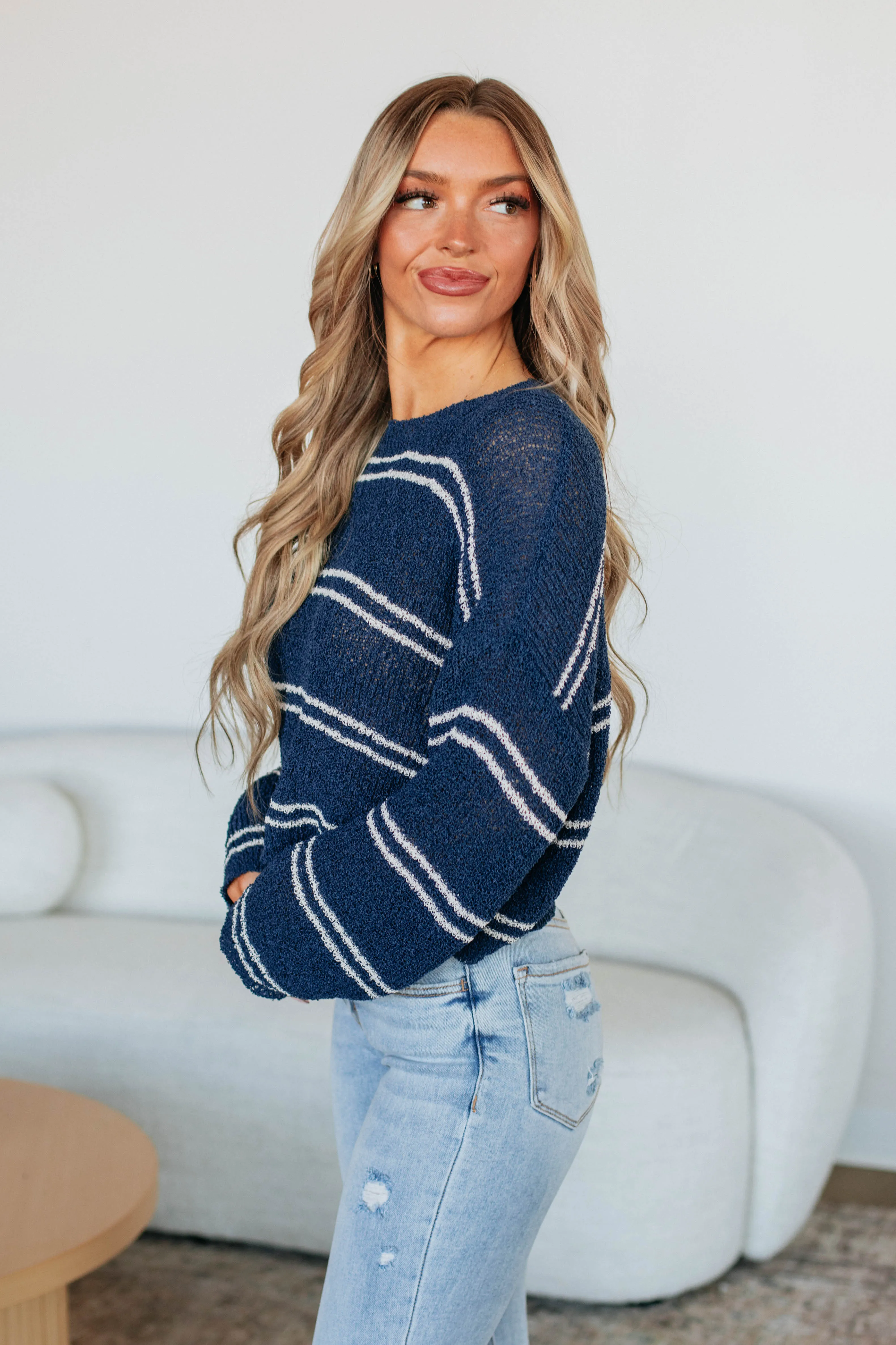 Geralyn Striped Sweater - Navy Mix