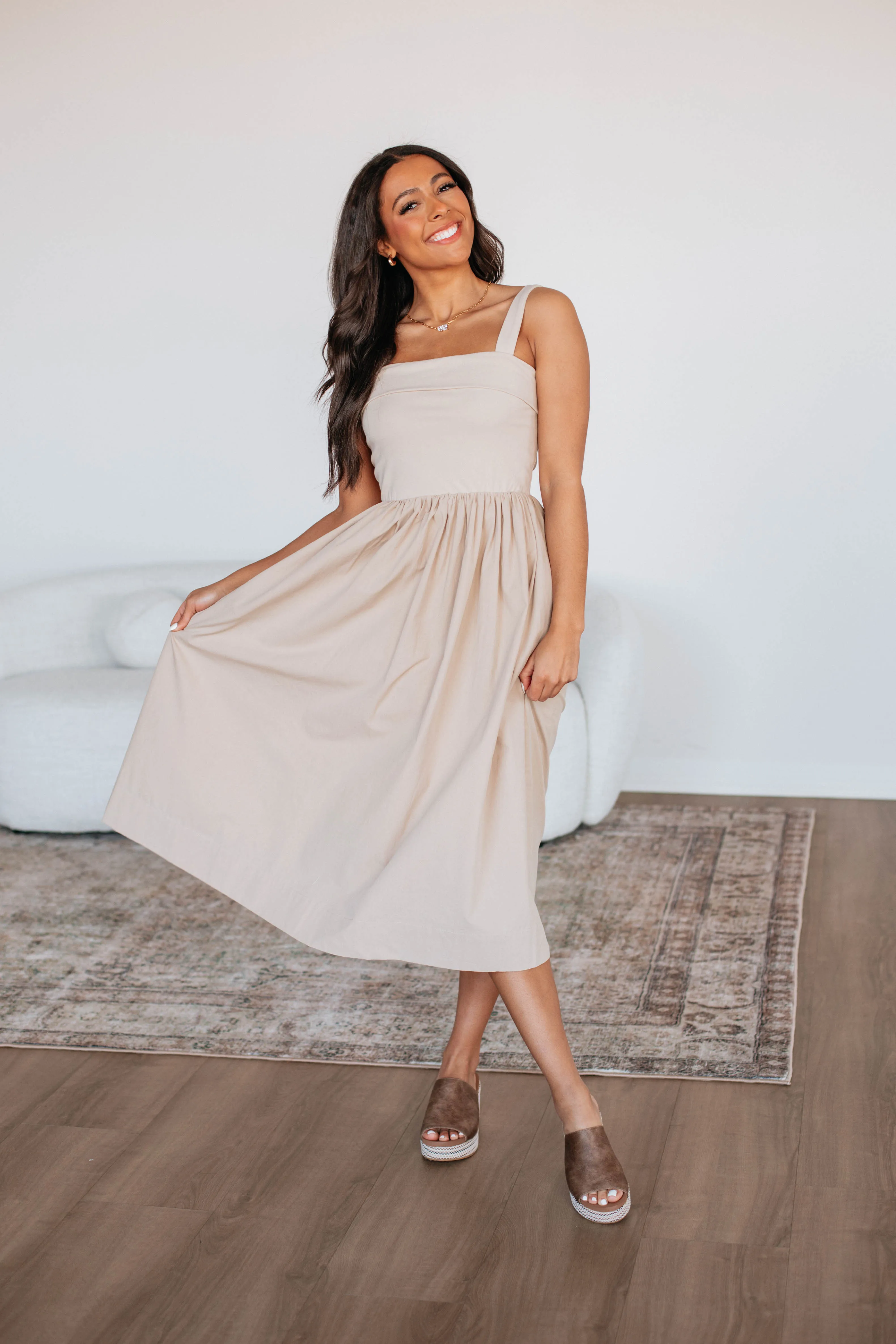 Grace Midi Dress - Taupe