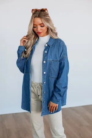 Grayson Risen Denim Shacket - Medium Wash