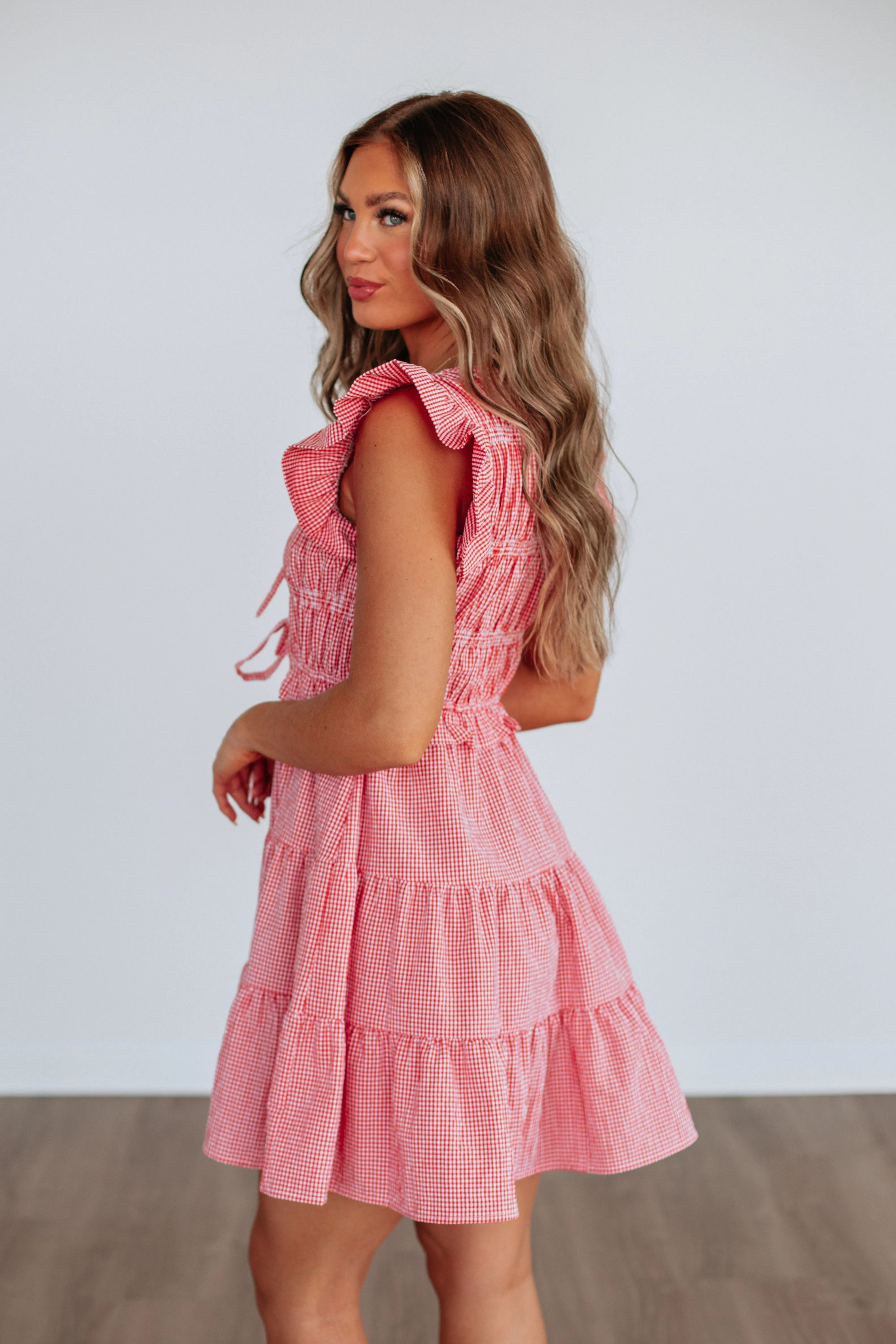 Harper Gingham Dress - Cherry Mix