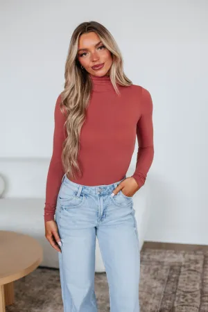 Holly Turtle Neck Bodysuit - Brick