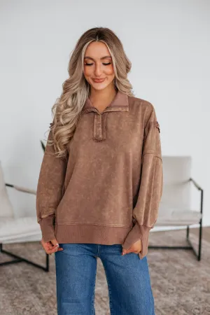 Isaiah Washed Pullover - Mocha