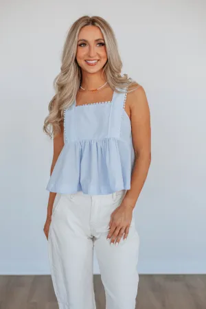 Janine Babydoll Tank - Powder Blue