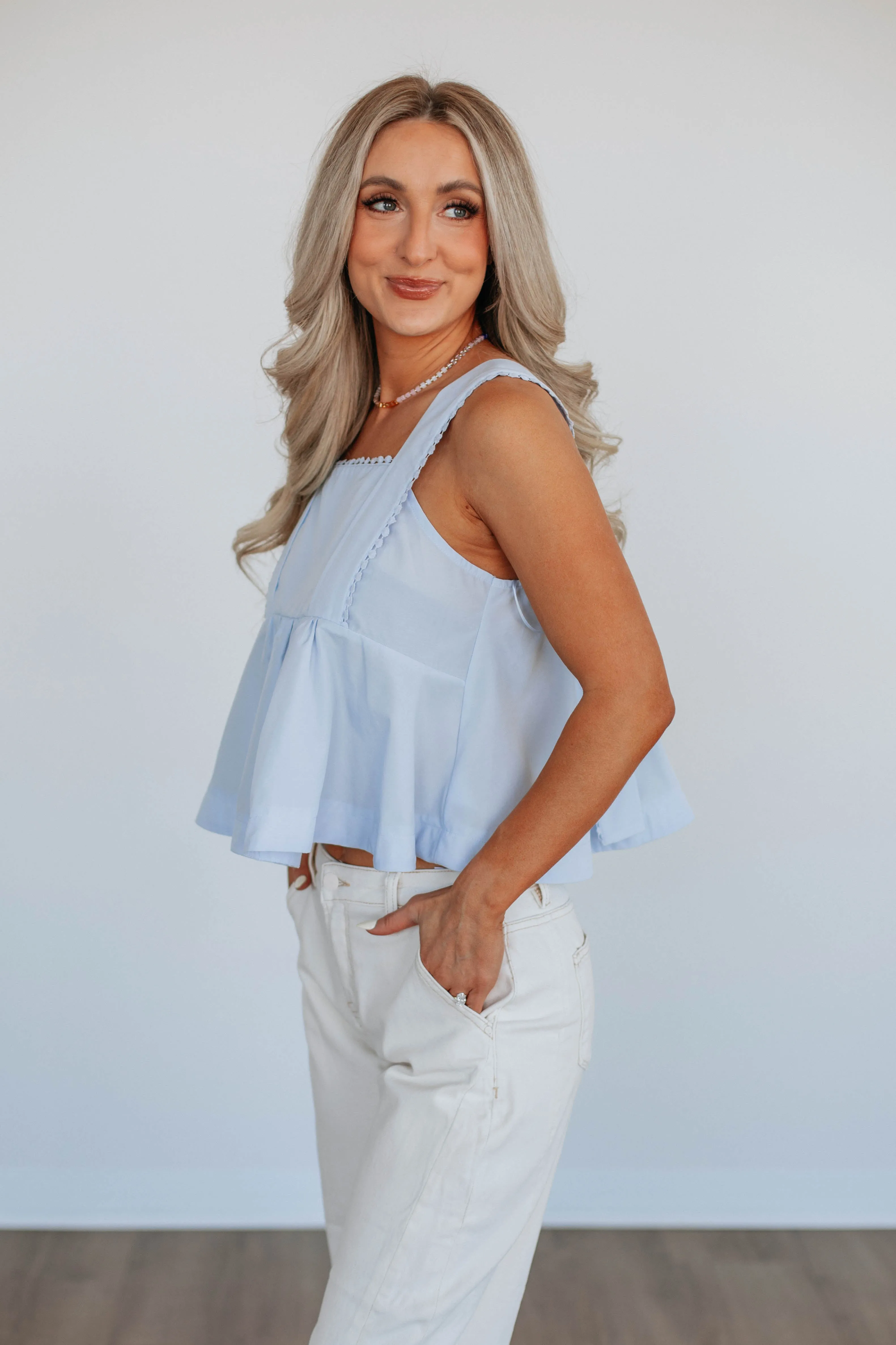 Janine Babydoll Tank - Powder Blue