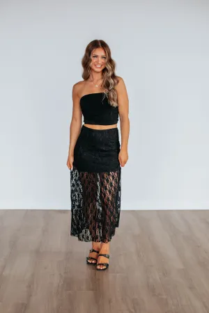 Juniper Lace Maxi Skirt - Black