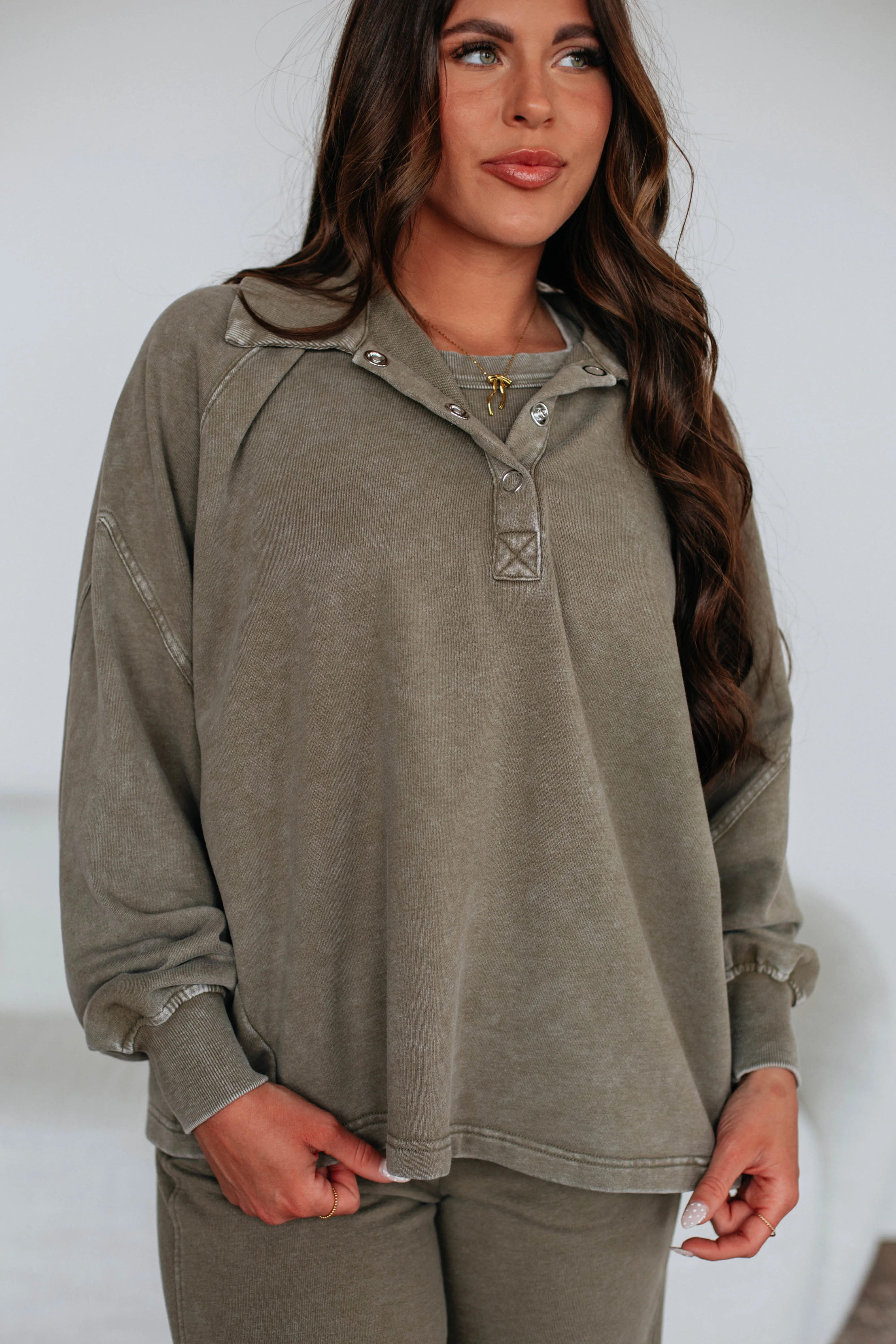 Jyl Washed Pullover - Moss