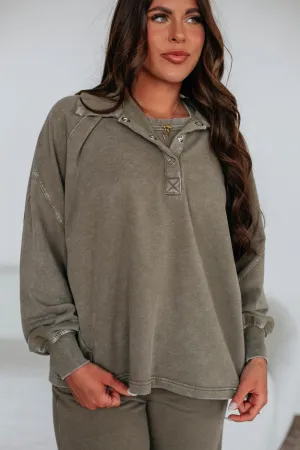 Jyl Washed Pullover - Moss