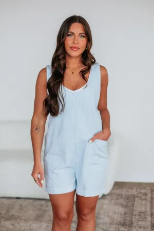 Kailey Striped Romper - Sky Blue
