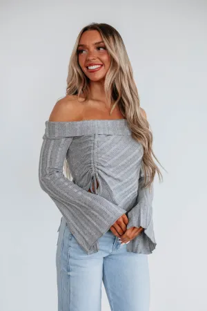 Kalinda Off The Shoulder Top - Heather Grey
