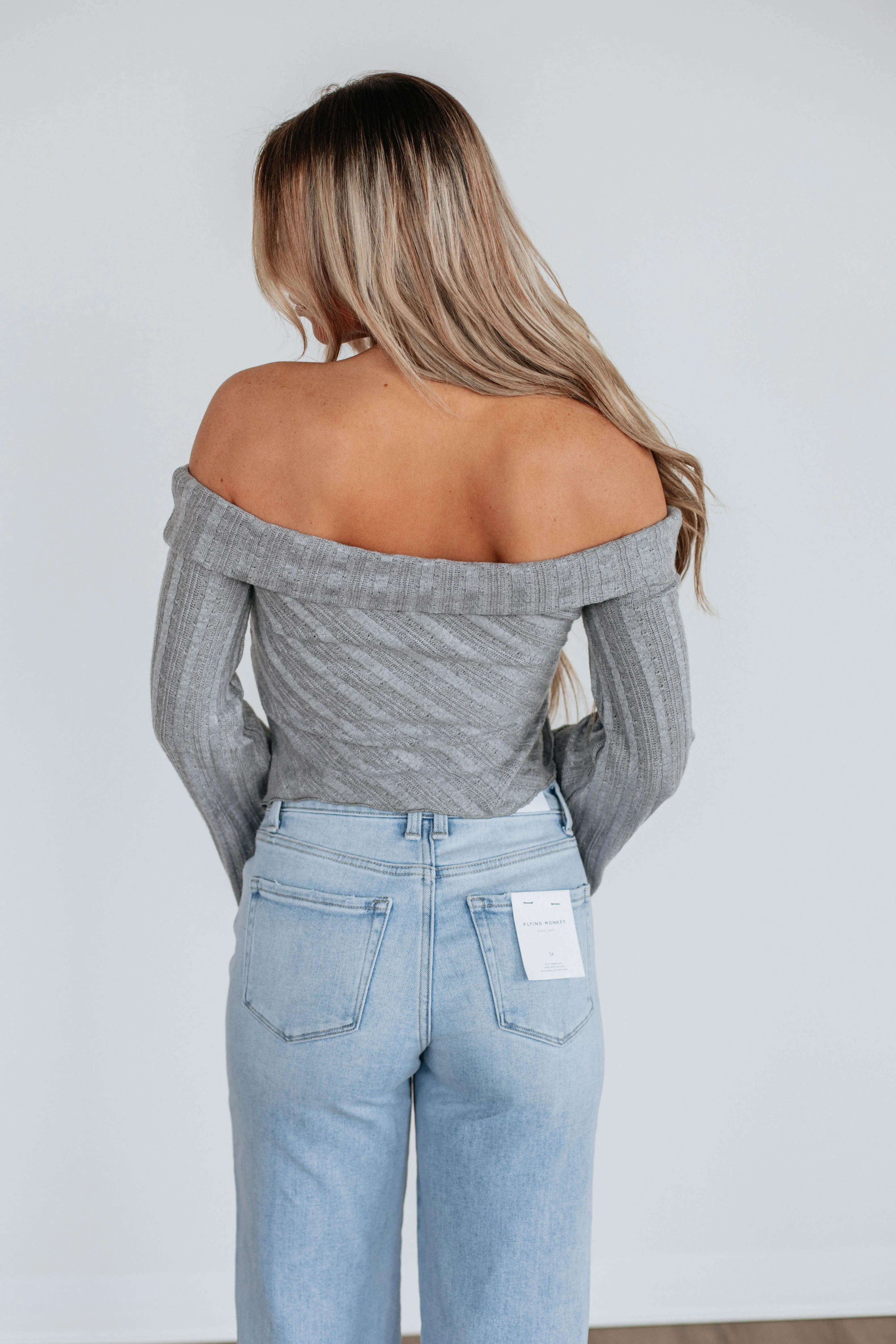 Kalinda Off The Shoulder Top - Heather Grey