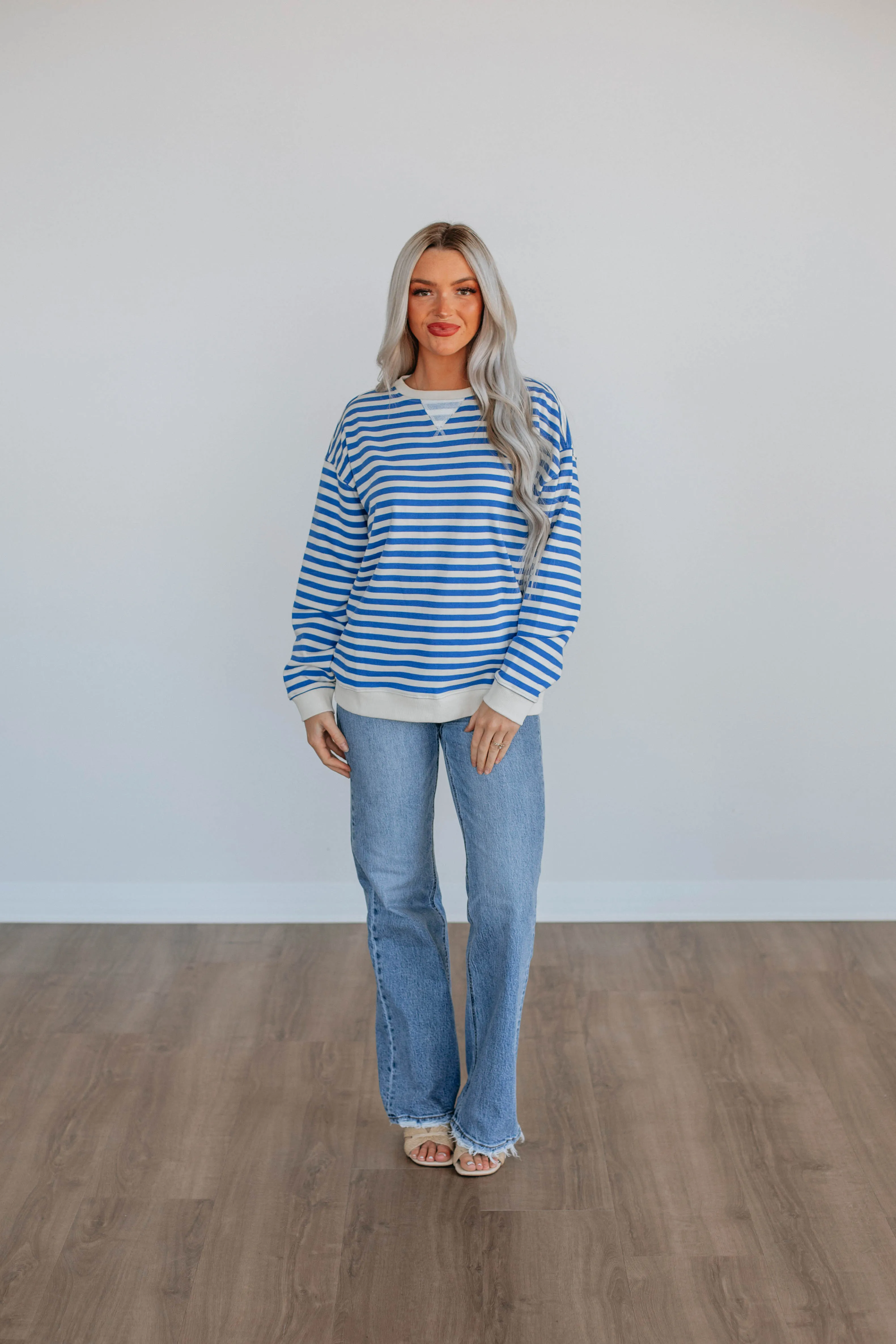 Kamryn Striped Pullover - Royal Blue