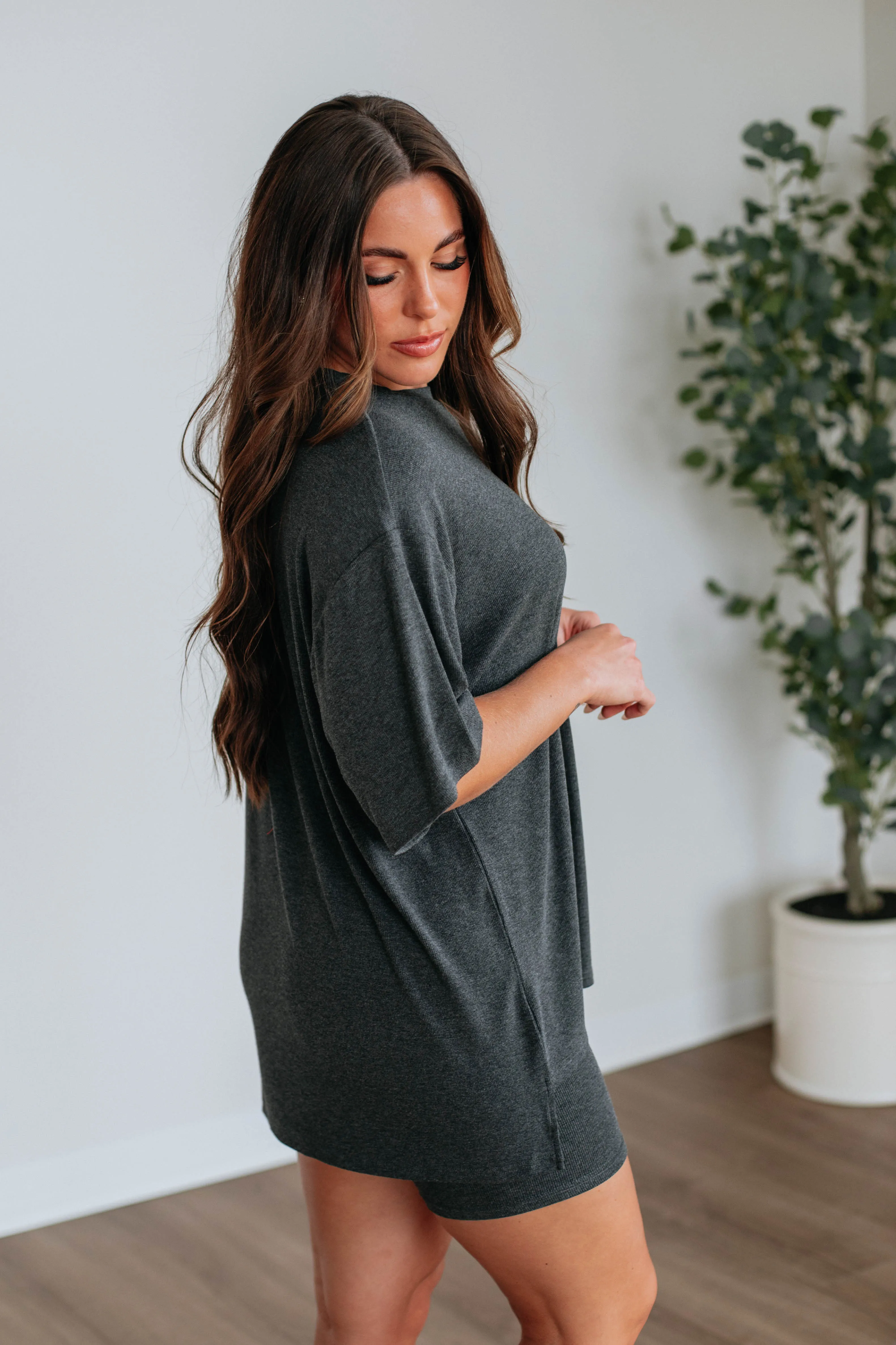 Kaylor Oversized Top - Charcoal