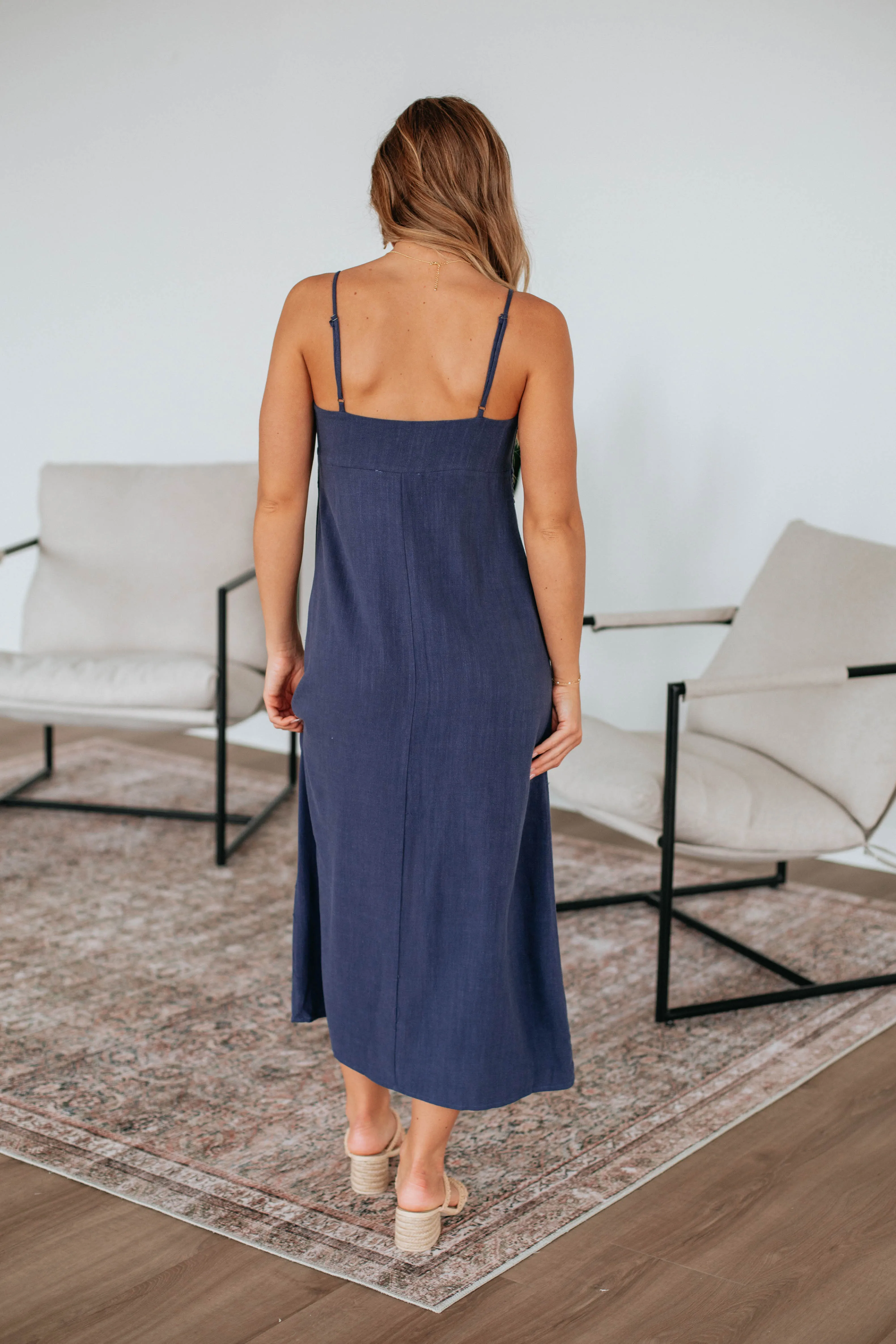 Kiah Midi Dress - Steel Blue