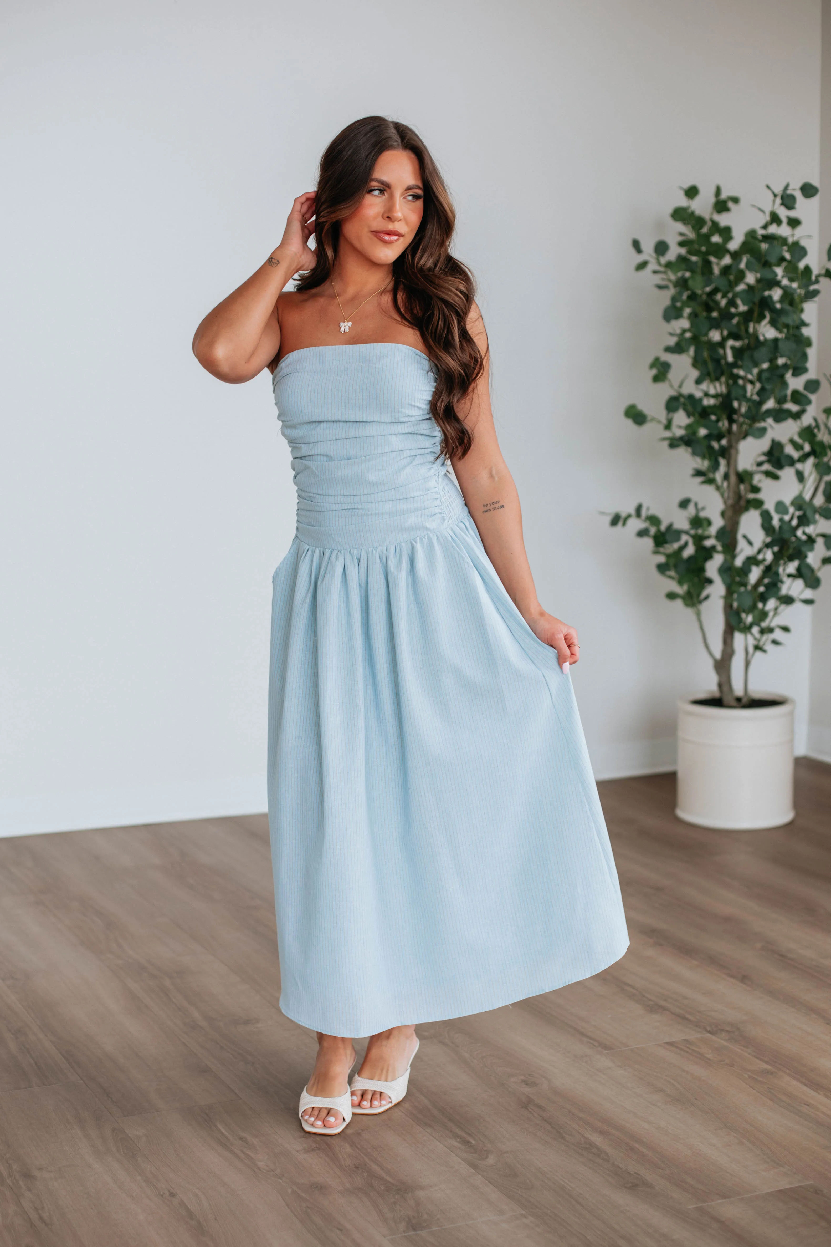 Lindsey Striped Linen Dress