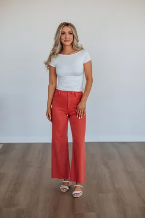 Linsley Wide Leg Pants - Burnt Orange