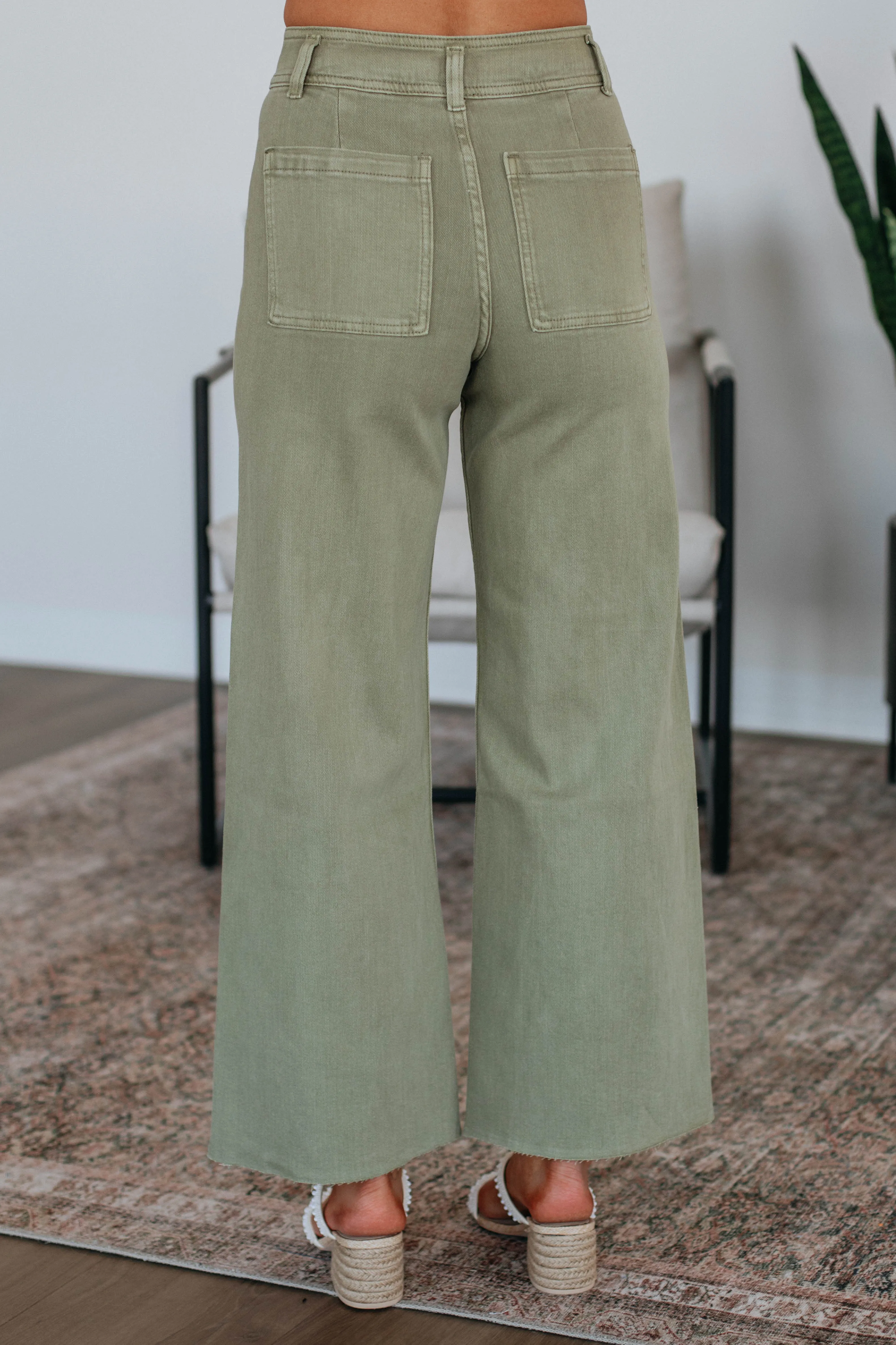 Linsley Wide Leg Pants - Dusty Olive