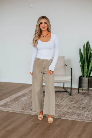 Linsley Wide Leg Pants - Khaki